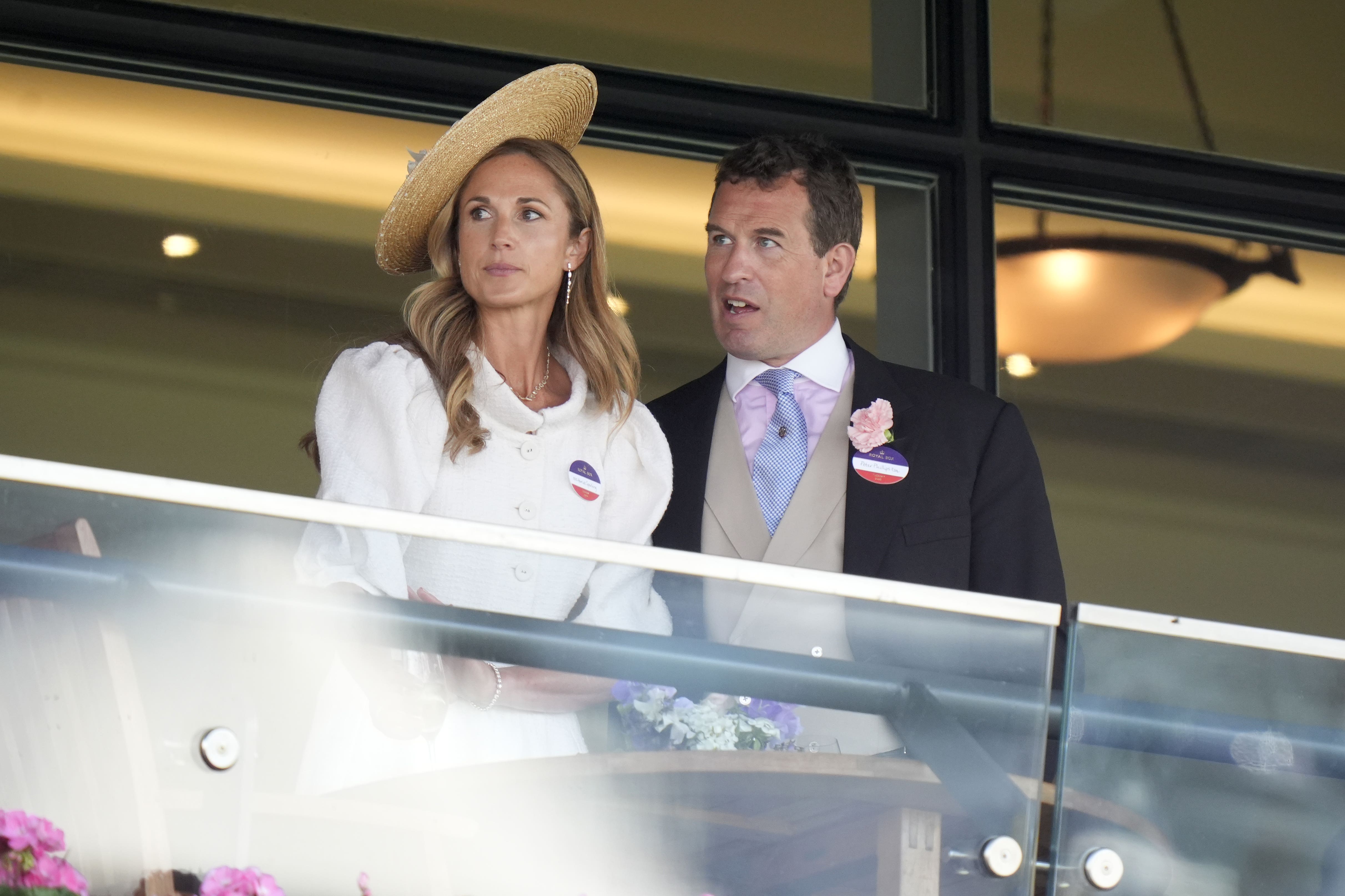 Harriet Sperling and Peter Phillips in the royal box at Ascot (Andrew Matthews/PA)