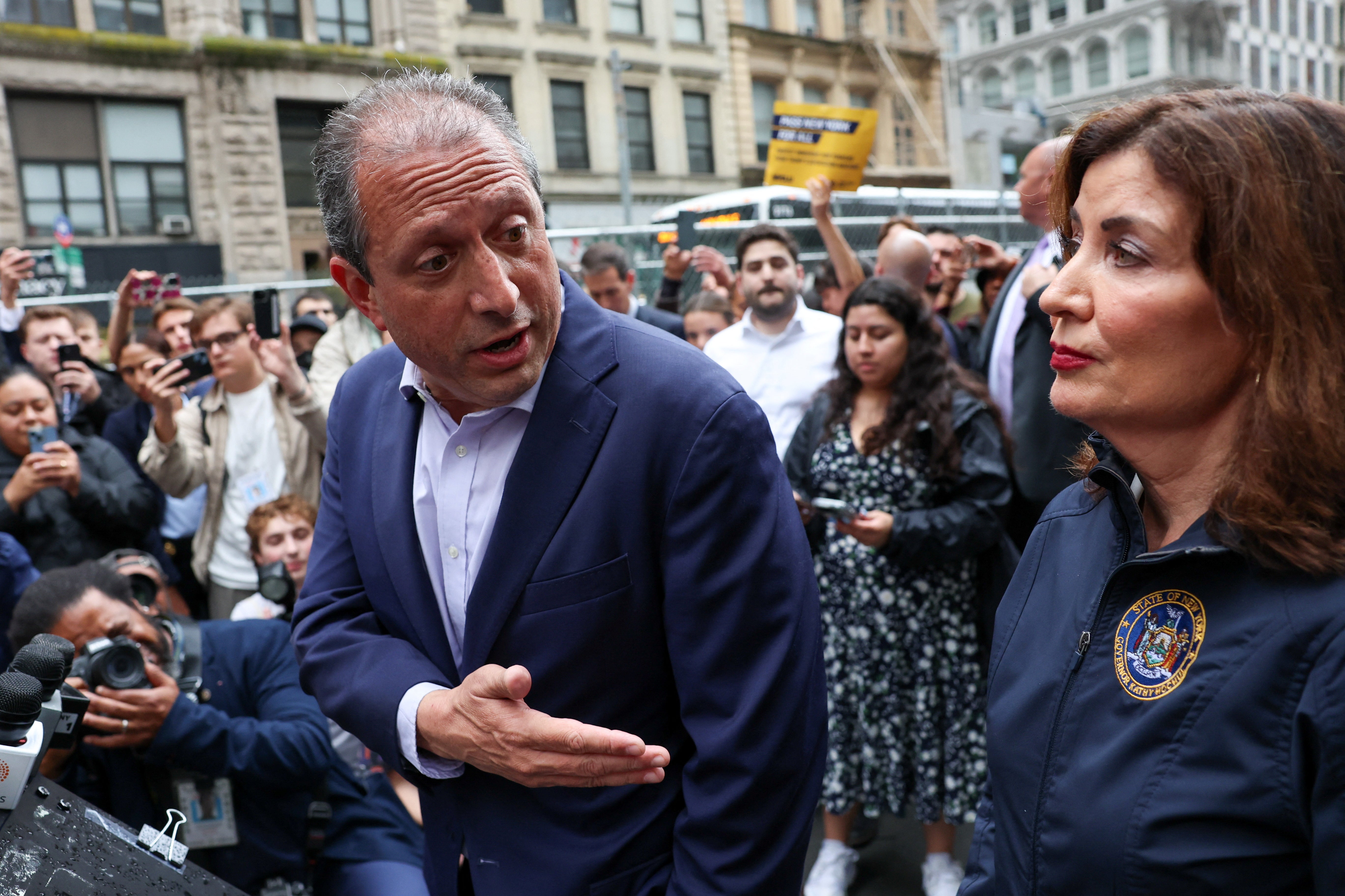 Lander was joined by New York Governor Kathy Hochul in Manhattan after he was released from federal custody several hours after he was arrested outside immigration court on June 17