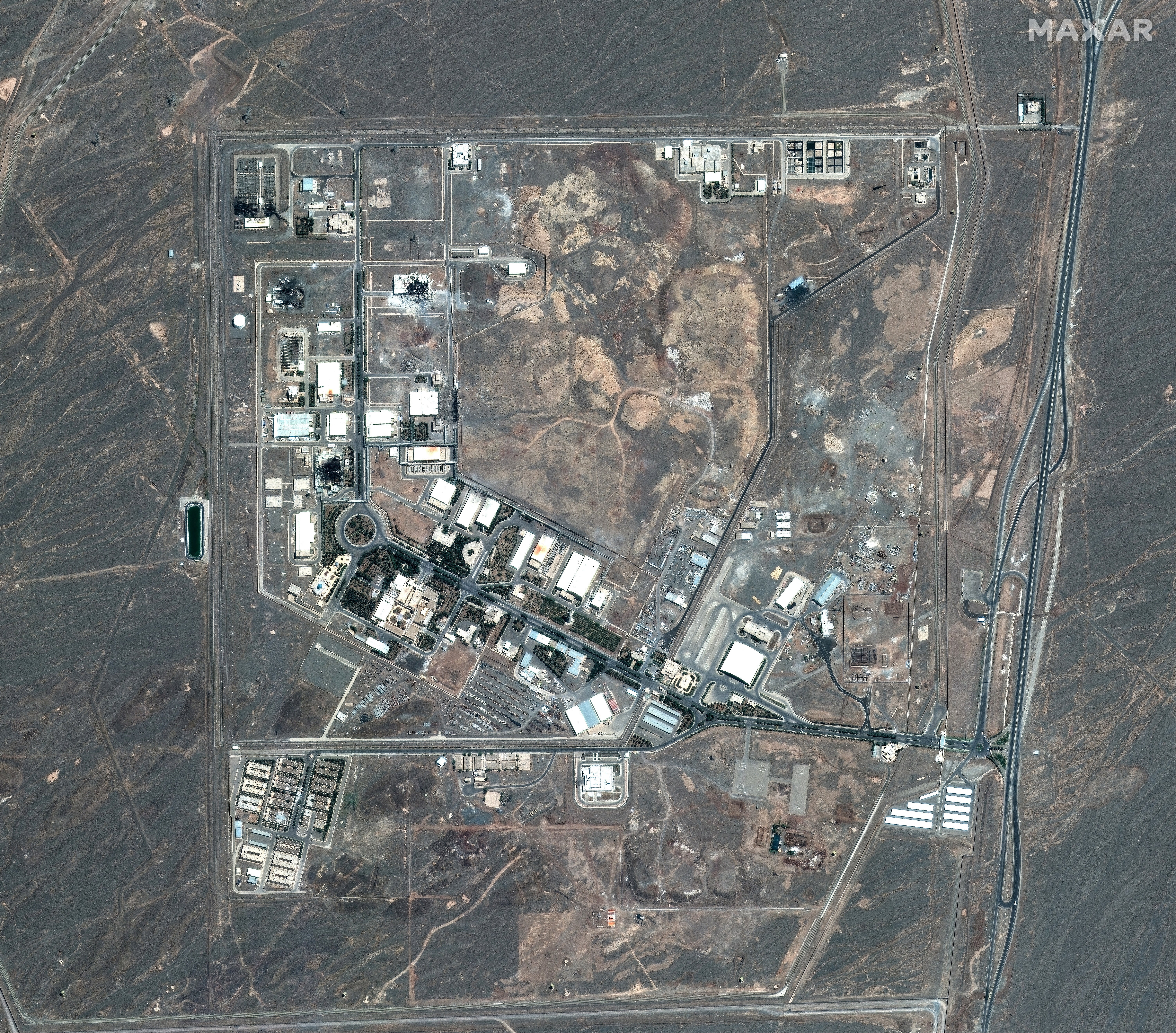 A satellite image of the Natanz Nuclear Facility. The plant is about 150 miles south of Tehran