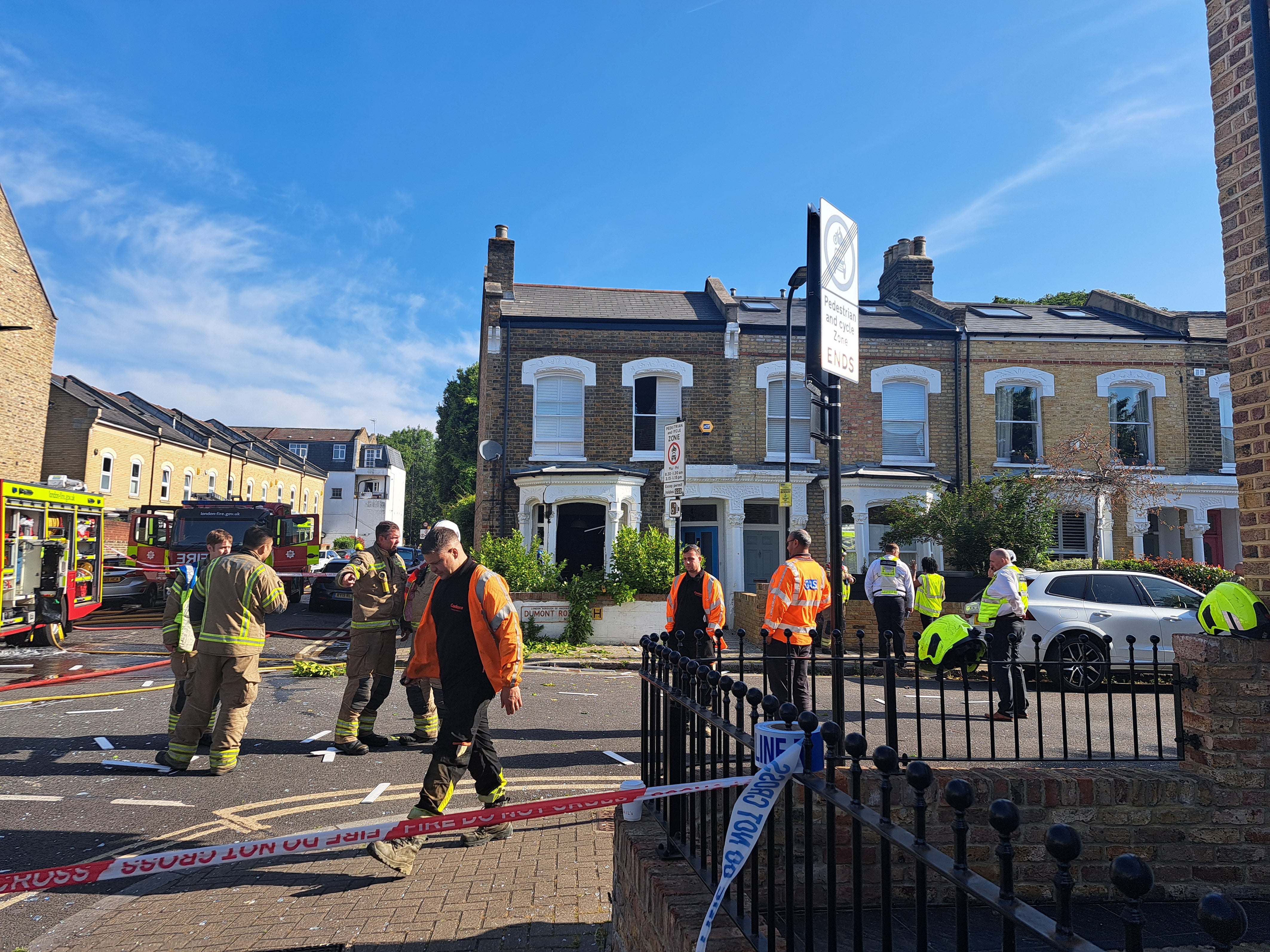 Emergency services at the scene in Stoke Newington