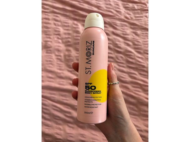 Best kids sunscreen IndyBest review St Moriz suncare SPF 50 sunscreen body spray 