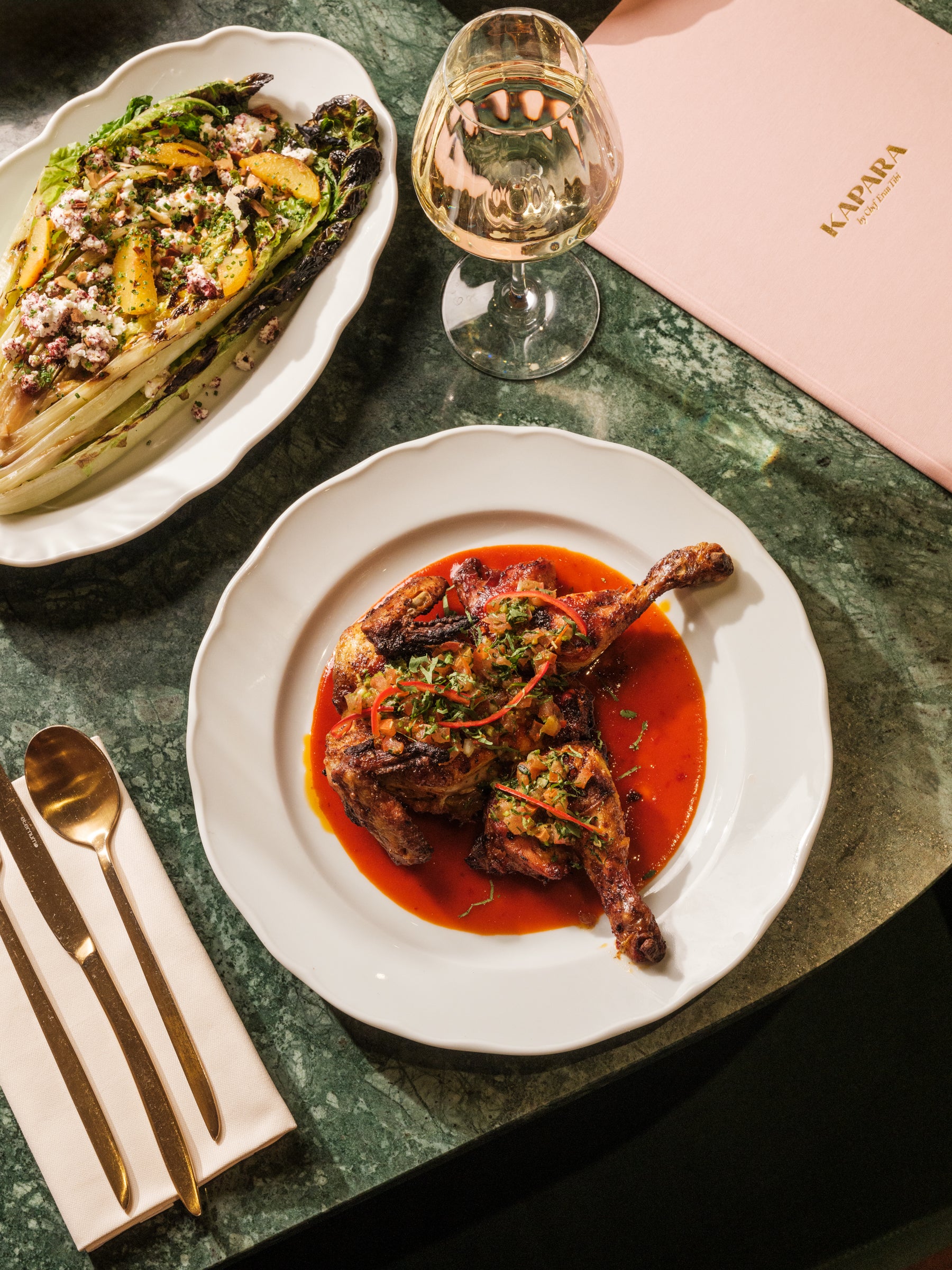 Juicy spatchcock poussin, brined and marinated for extra flavour