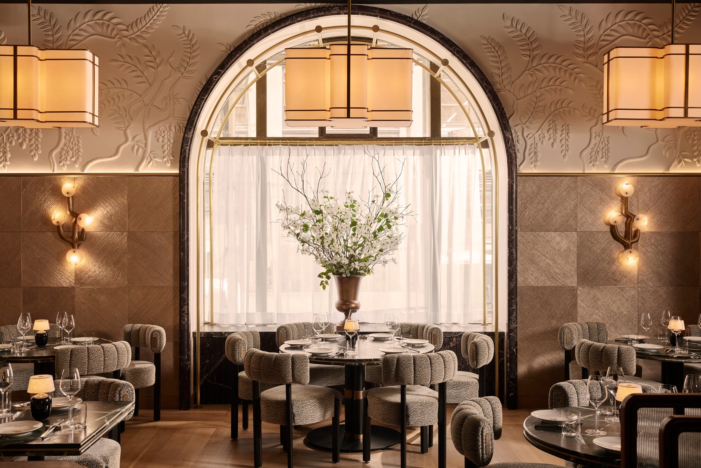 New York City's Beefbar, designed by the Monaco-based firm Humbert & Poyet, has been named by the Prix Versailles competition as one of the 16 most beautiful restaurants in the world