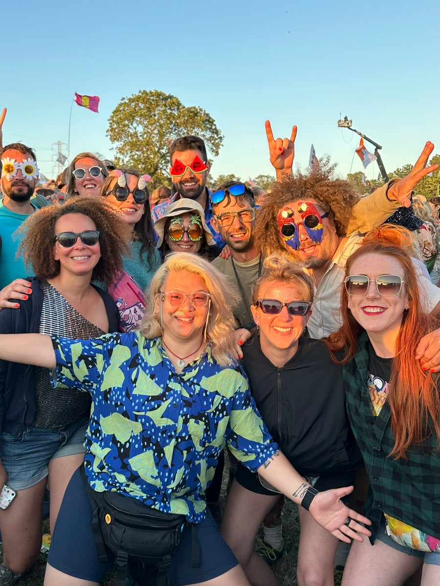 Katharine enjoying Glastonbury Festival in 2023 with her friends