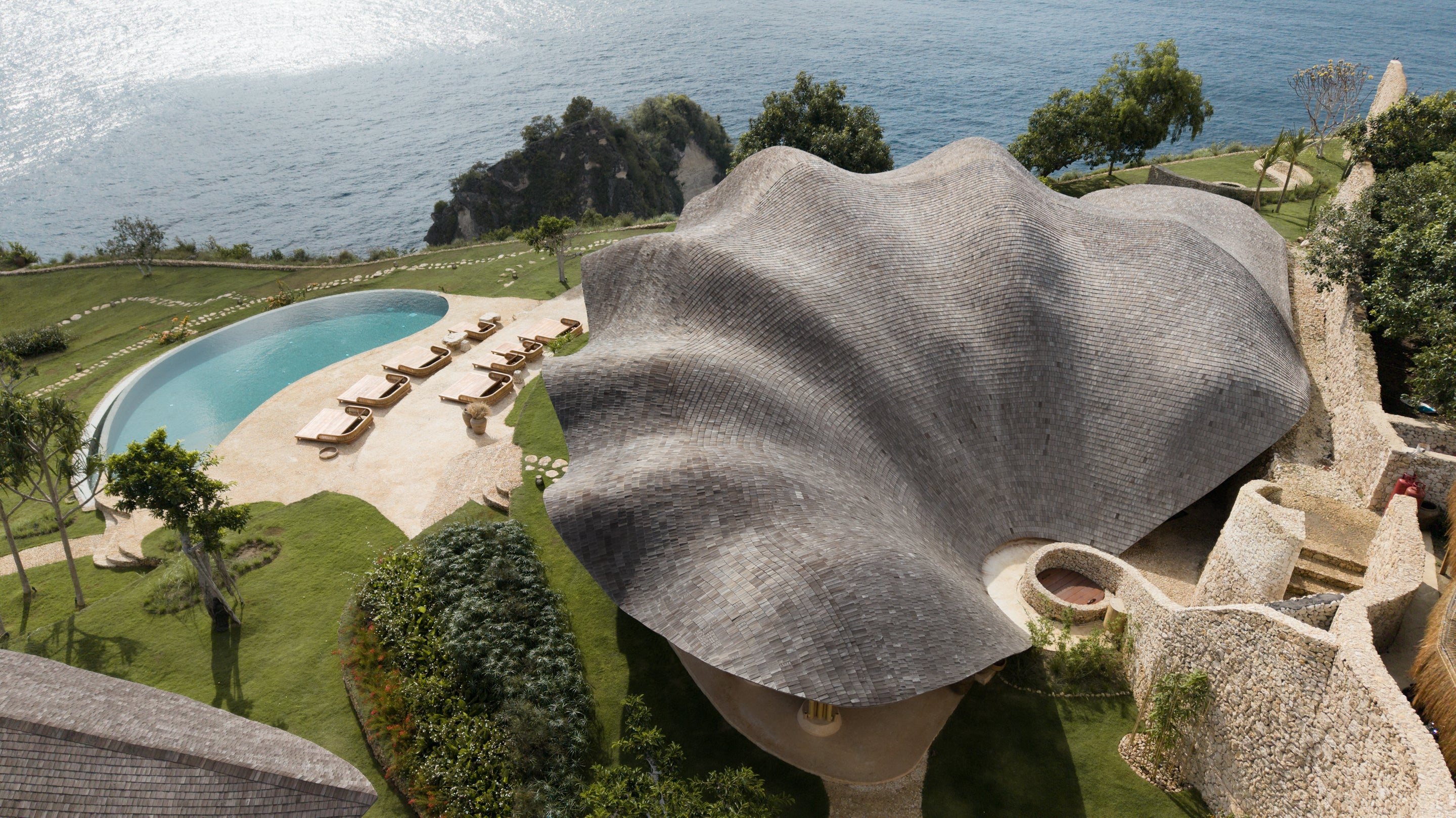 The eye-catching Shell restaurant in Nusa Penida, Indonesia