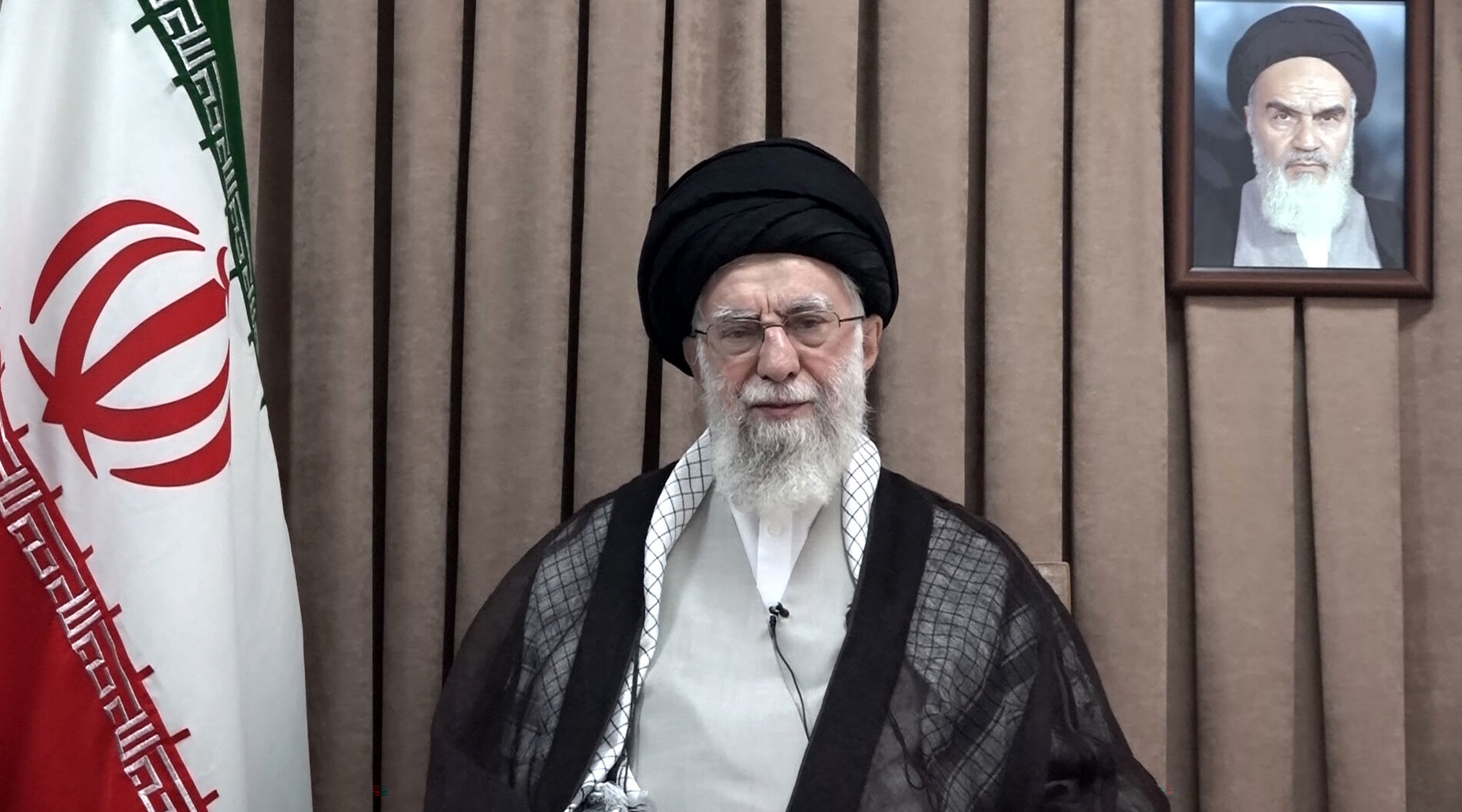 Iran's supreme leader Ayatollah Ali Khamenei addresses the nation