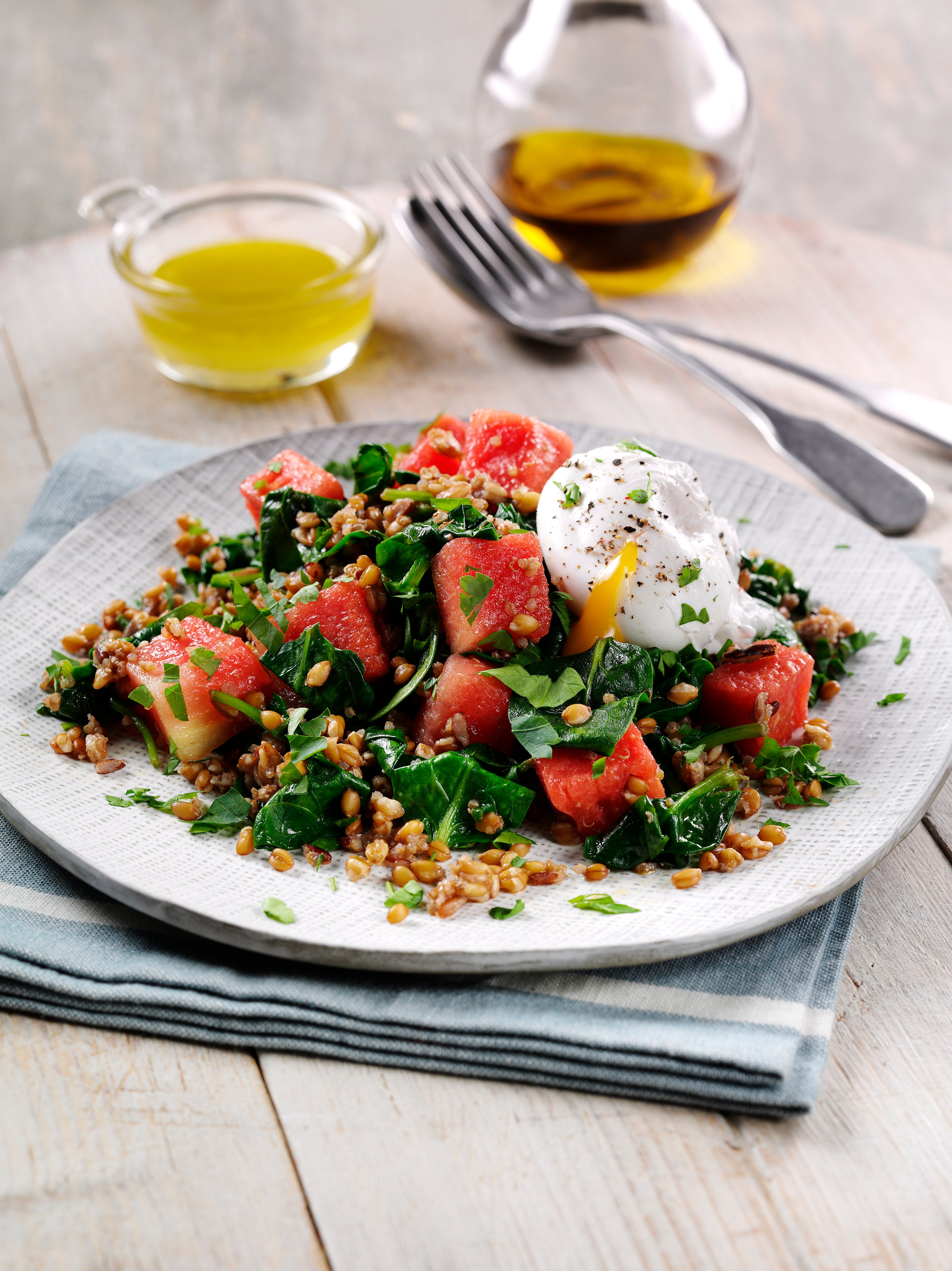 Sweet, juicy watermelon and hearty grains make this the ultimate desk lunch when it’s too hot to think