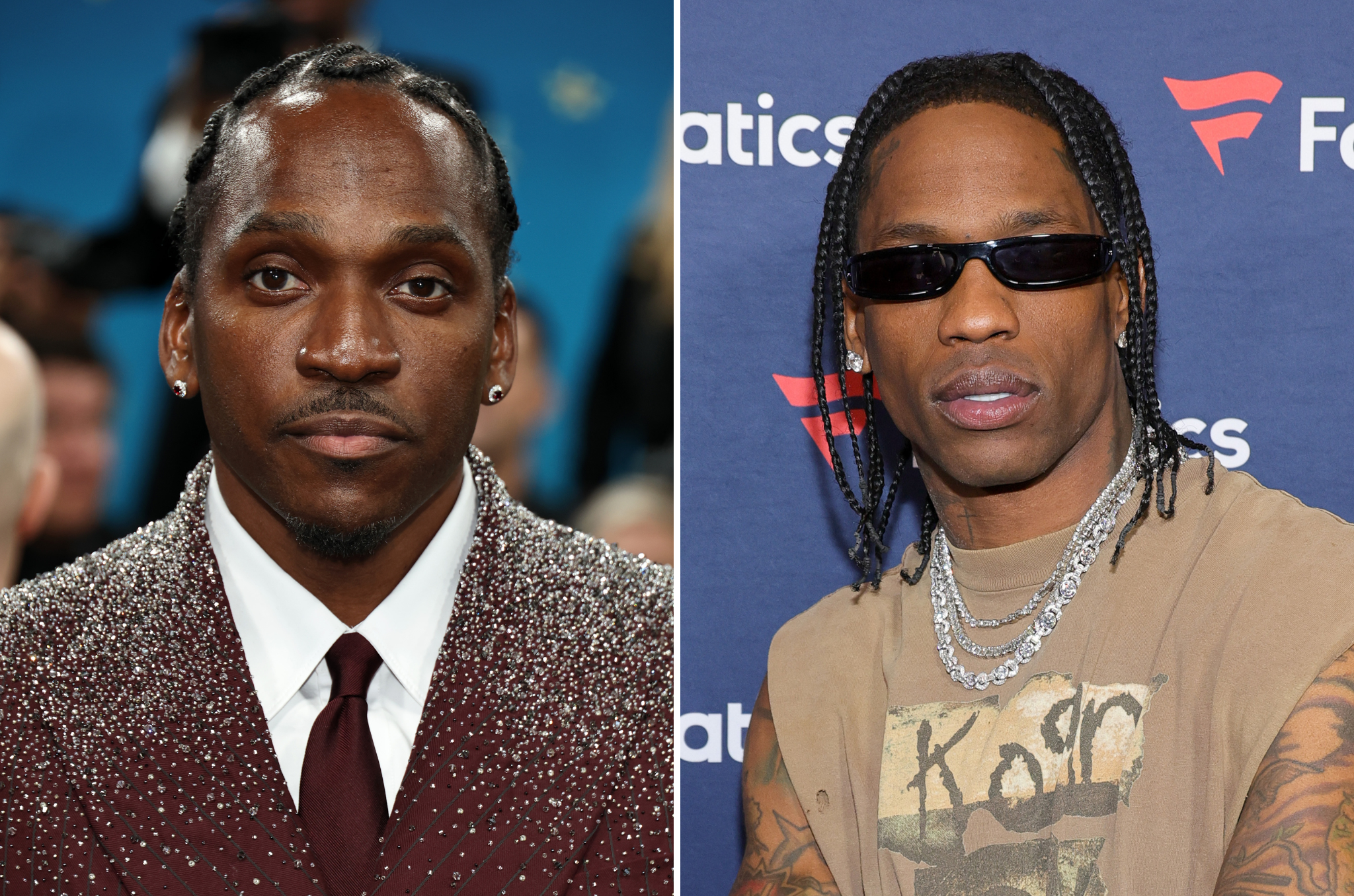 Pusha T (left) released a new diss track, taking aim at fellow rapper Travis Scott (right)