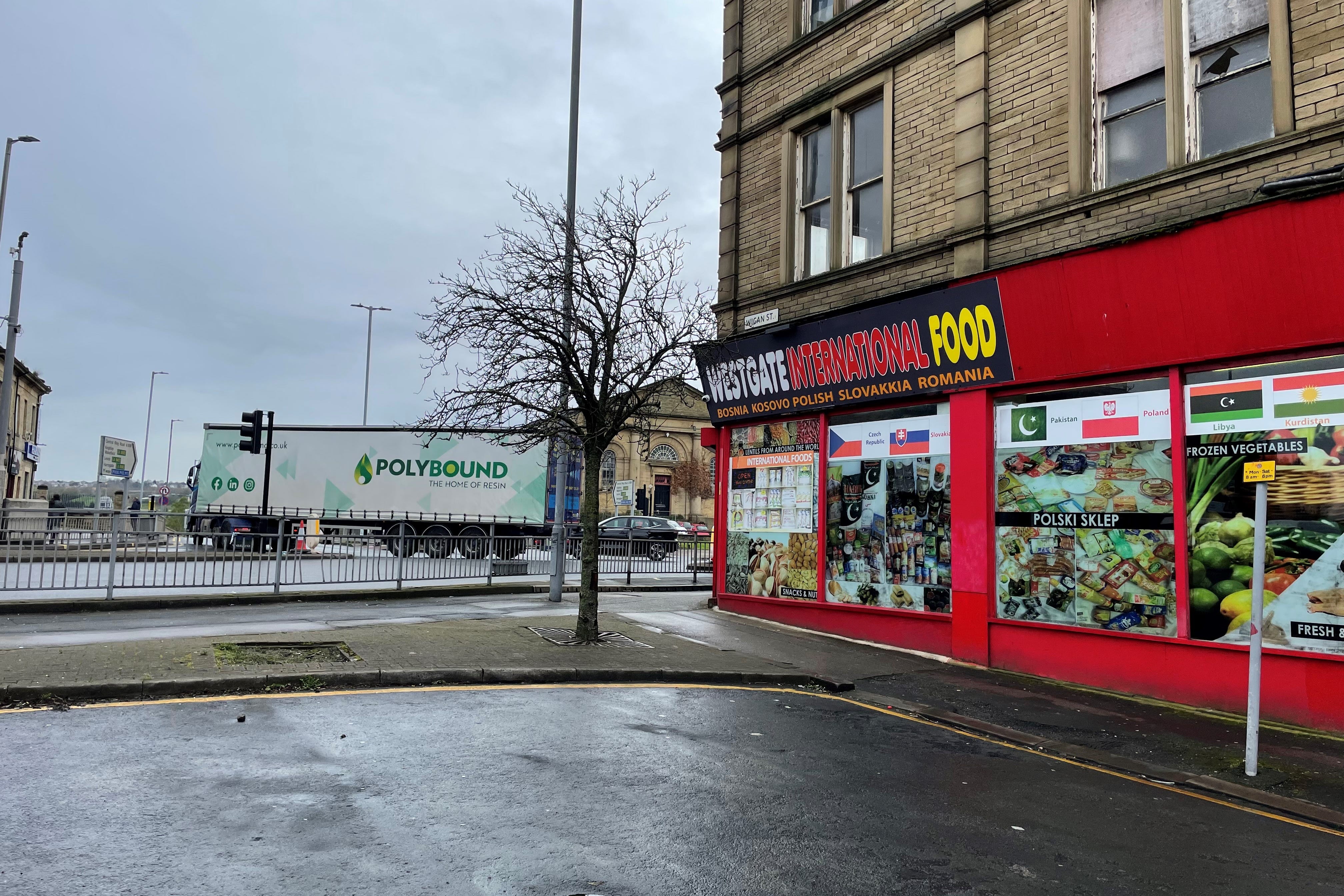 The scene in Bradford city centre where Kulsuma Akter was stabbed (Dave Higgens/PA)