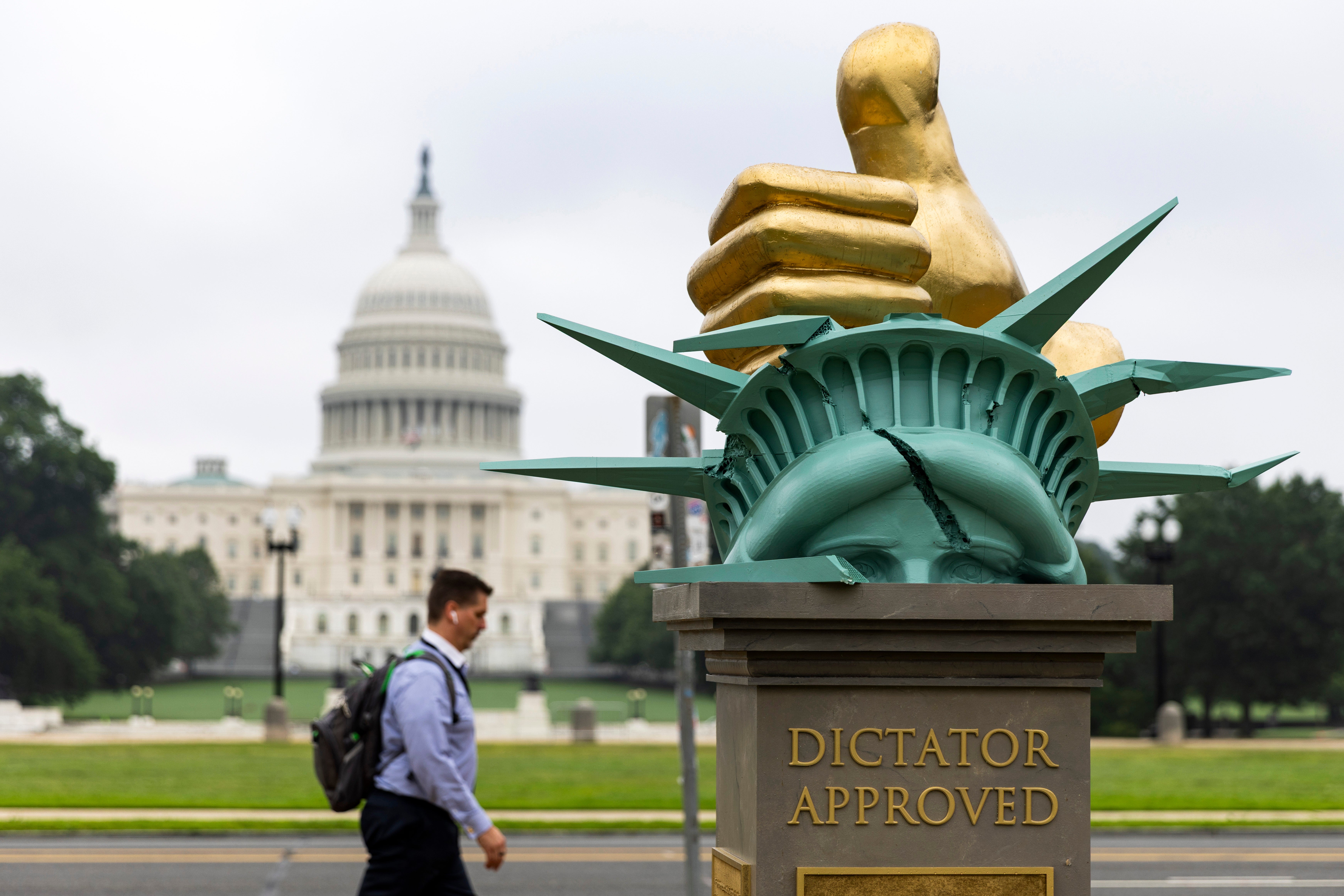 New ‘dictator approved’ sculpture of smashed Statue of Liberty arrives in DC - but nobody knows who is behind it