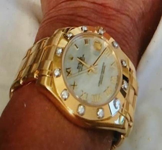 The diamond diamond encrusted Rolex owned by 69-year-old Jennifer Abbott