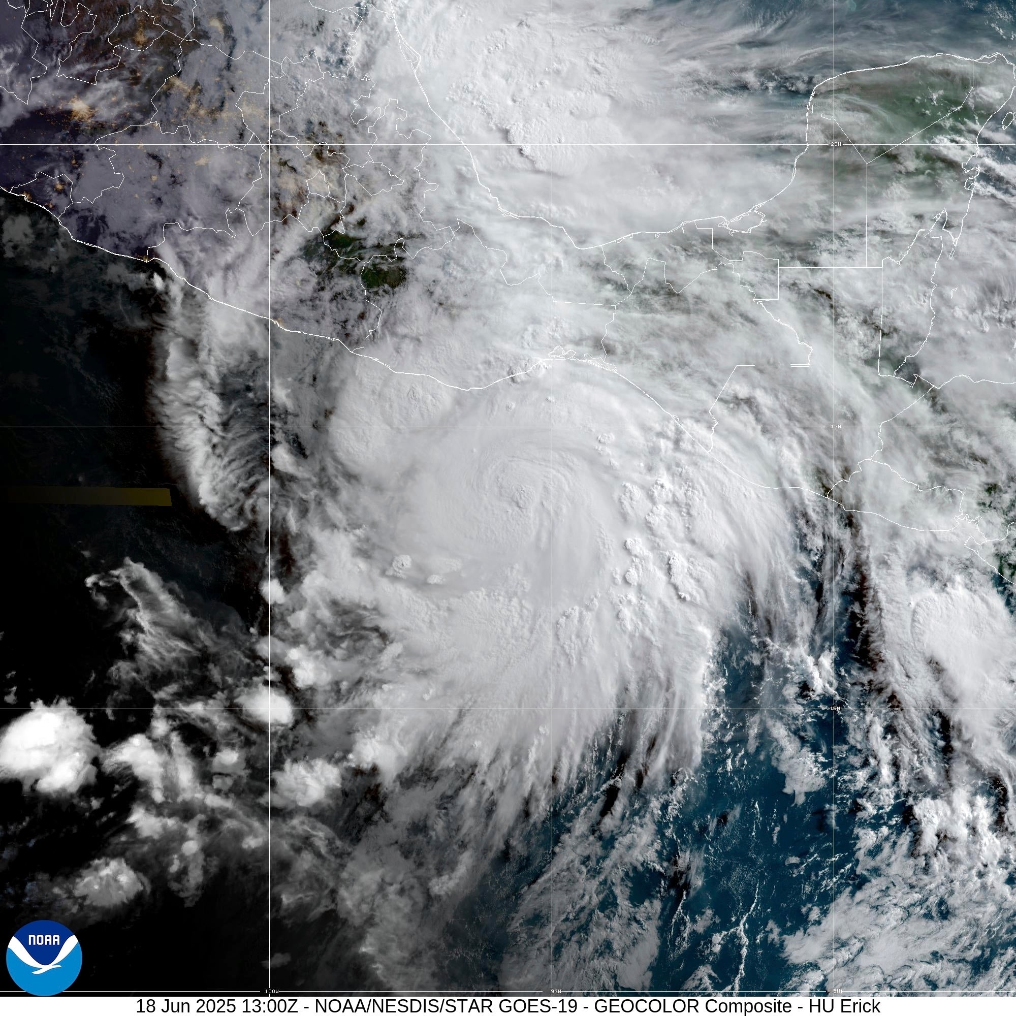 Satellite image shows Hurricane Erick approaching Mexico's Pacific coast