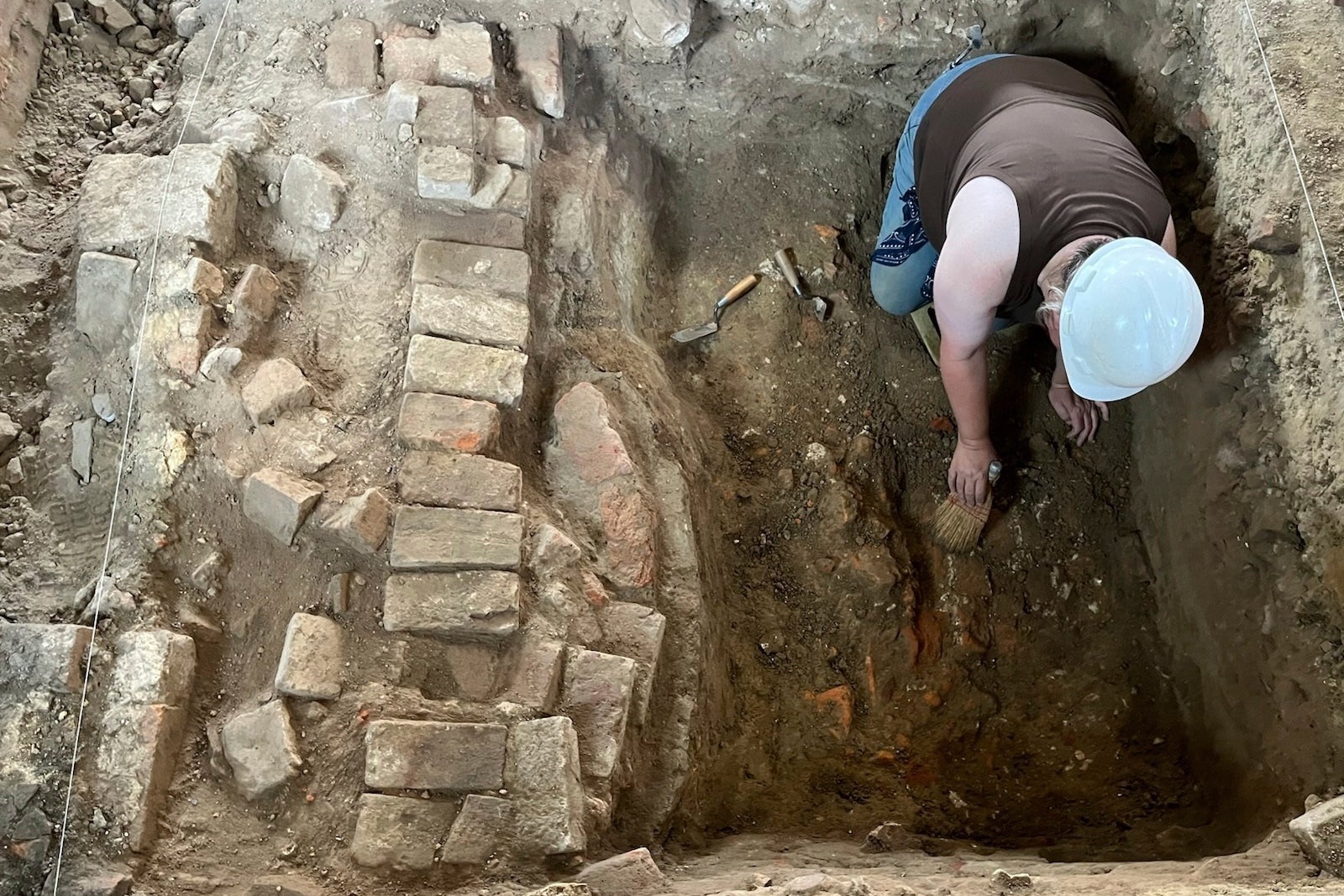 William & Mary archaeologists uncover a foundation from the 1700s that once held the nation's oldest surviving schoolhouse for Black children in 2025, in Williamsburg, Va. (William Mary/William Mary Center for Archaeological Research via AP)