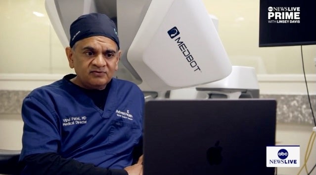 Dr. Vipul Patel in Florida used a robot to remotely perform surgery on a cancer patient thousands of miles away in Africa
