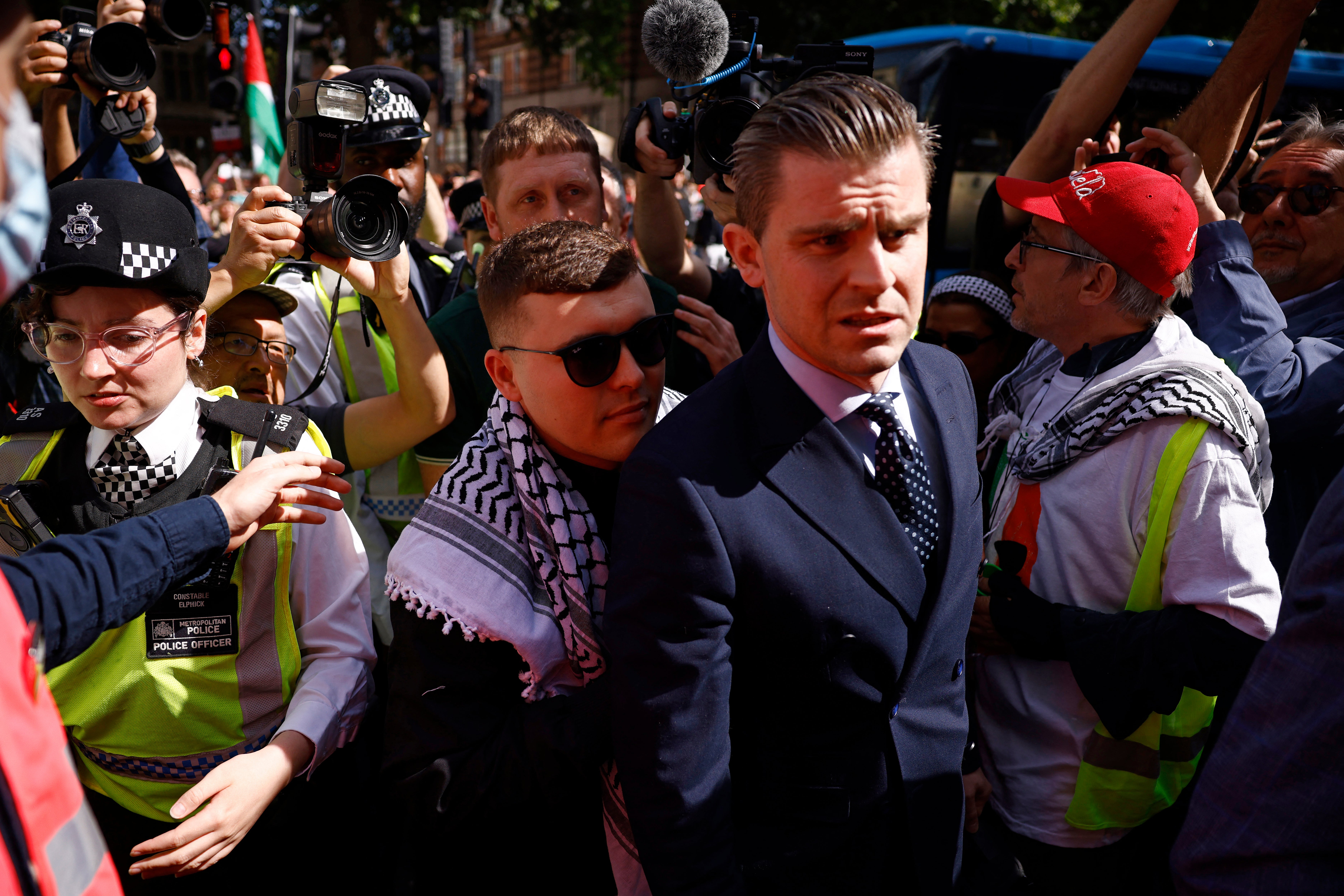 Kneecap’s Liam Og O hAnnaidh arriving at Westminster Magistrates Cour on Wednesday, where crowds of supporters had gathered