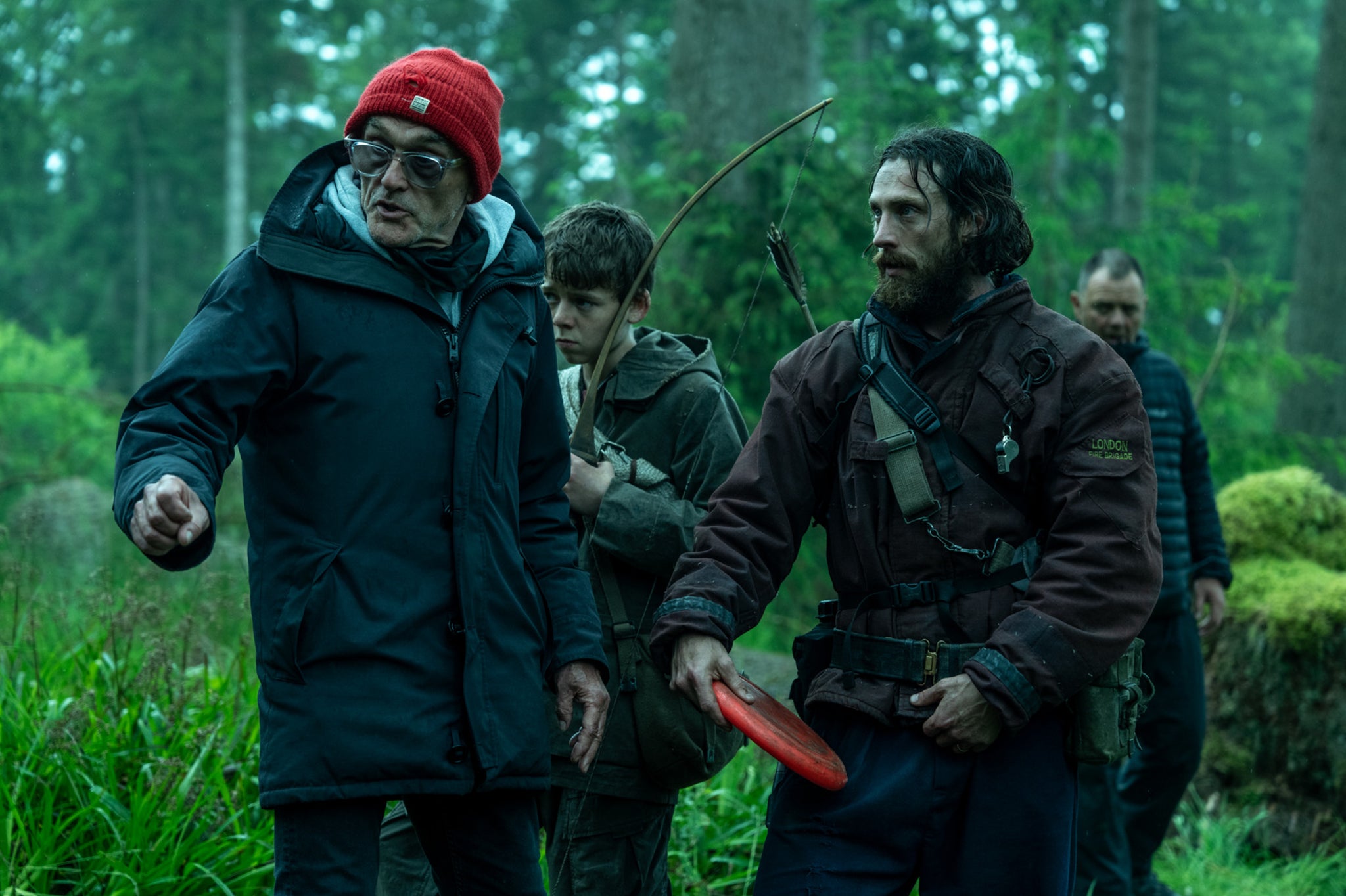 Into the woods: Boyle directs Alfie Williams and Aaron Taylor-Johnson on the set of ‘28 Years Later’