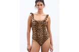 Best swimsuit IndyBest review Damson Madder Cheyenne shirred ruffle swimsuit, leopard