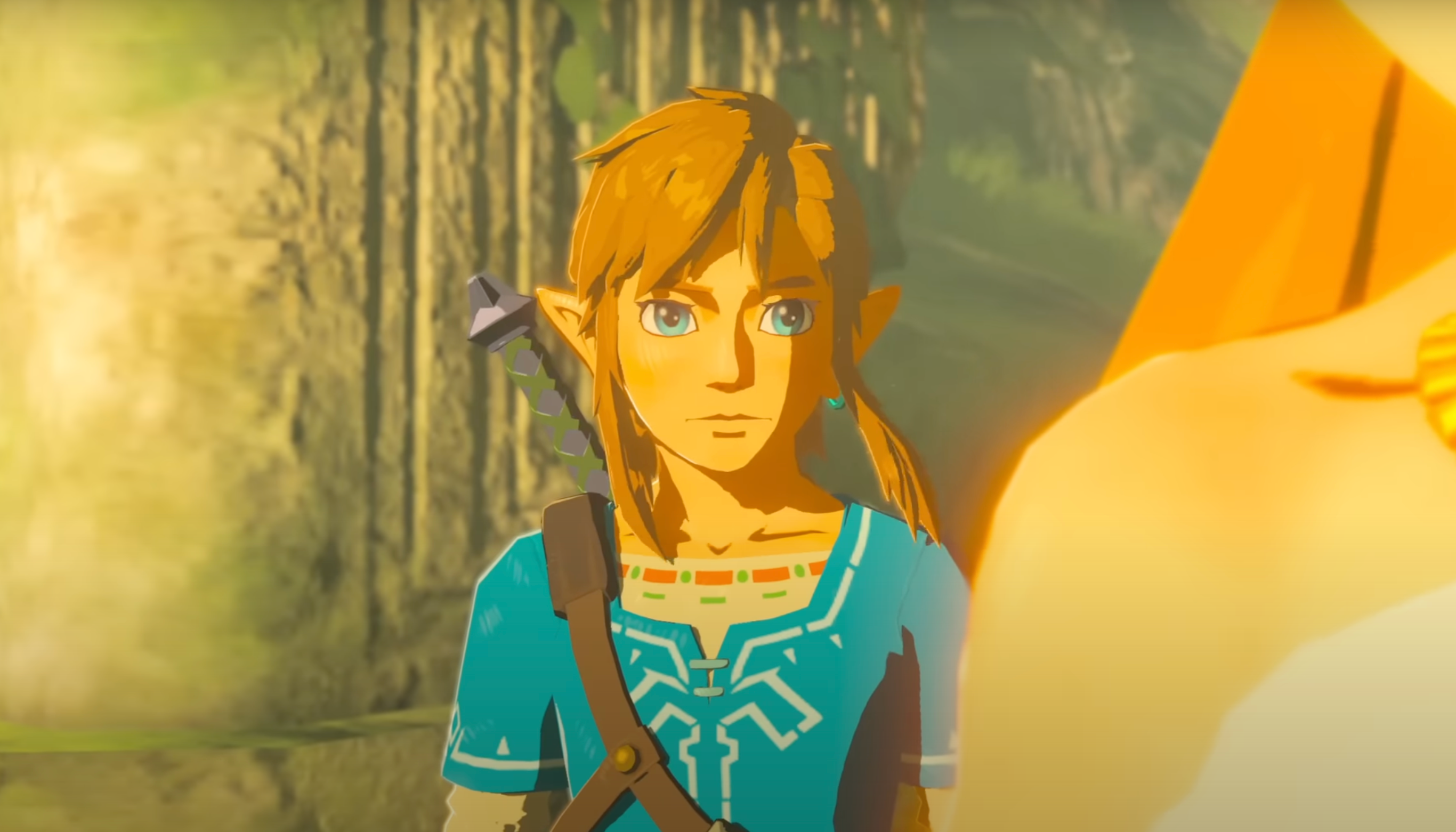 A screenshot of Link in The Legend of Zelda Breath of the Wild trailer.png