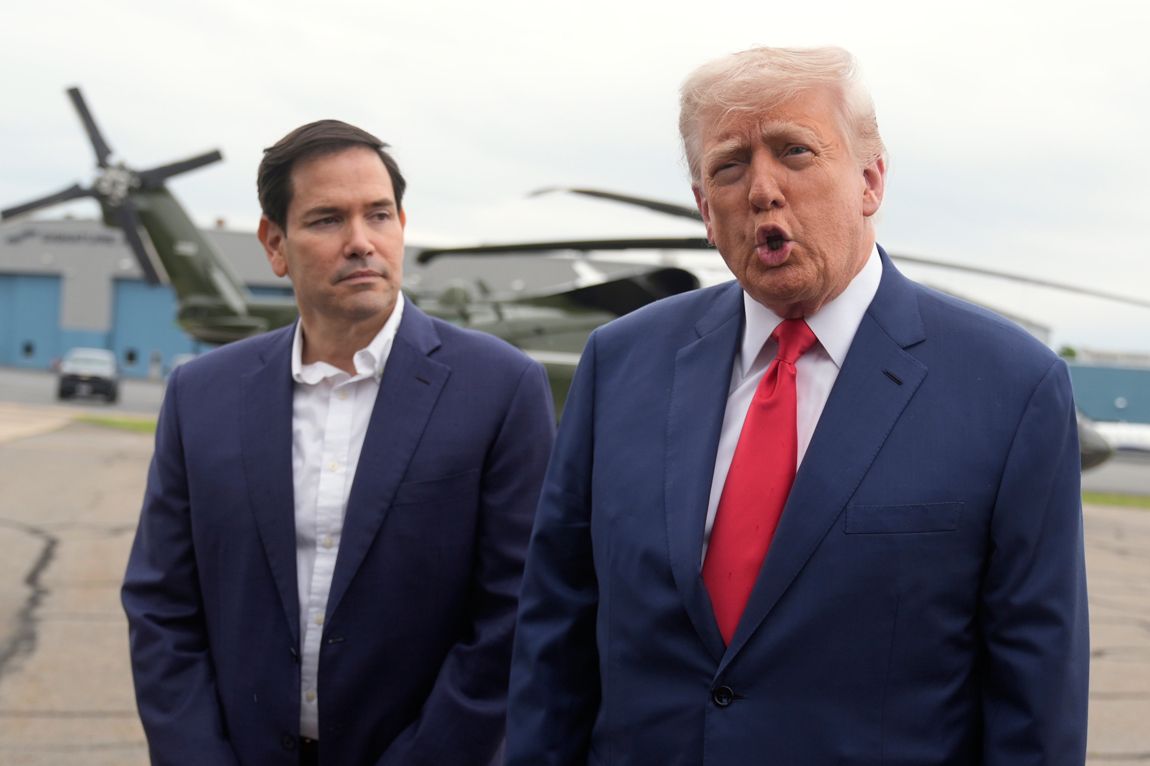 The president, pictured with Secretary of State Marco Rubio, has publicly maintained that “nobody knows what I'm going to do” about Iran.
