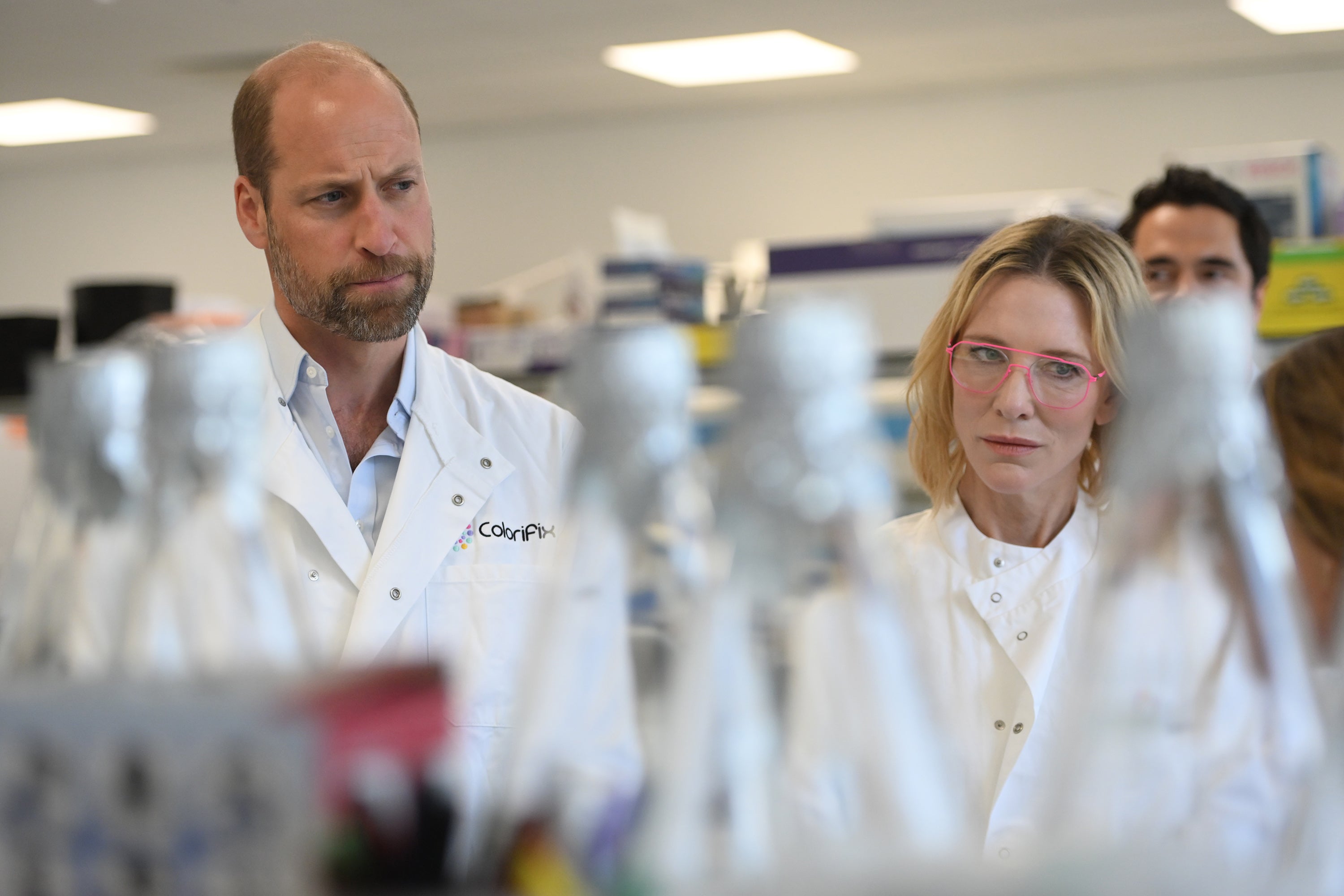 Prince William and Cate Blanchett during an earlier visit to Colorifix
