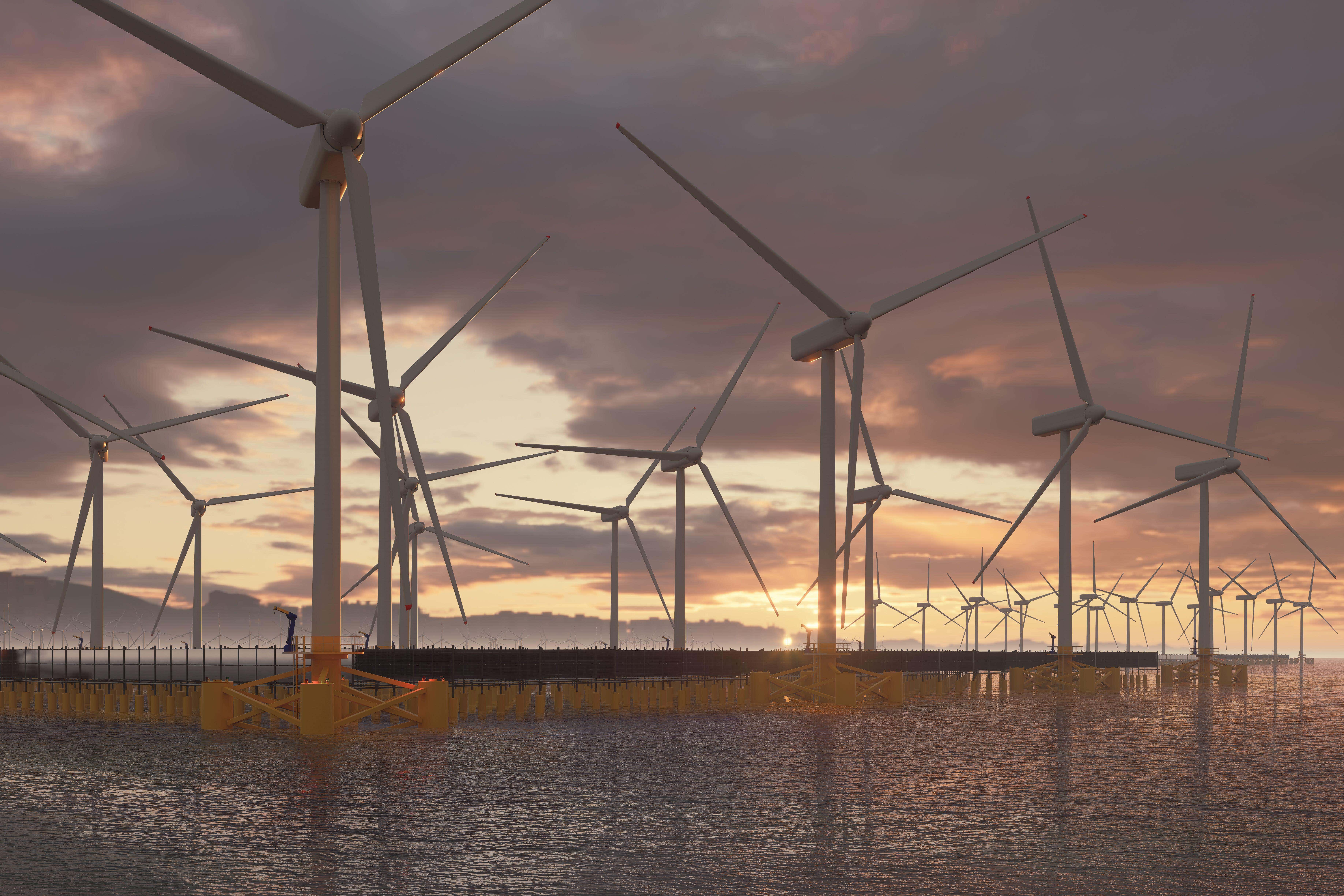 New floating wind turbines will create thousands of jobs the Government pledged (Alamy/PA)