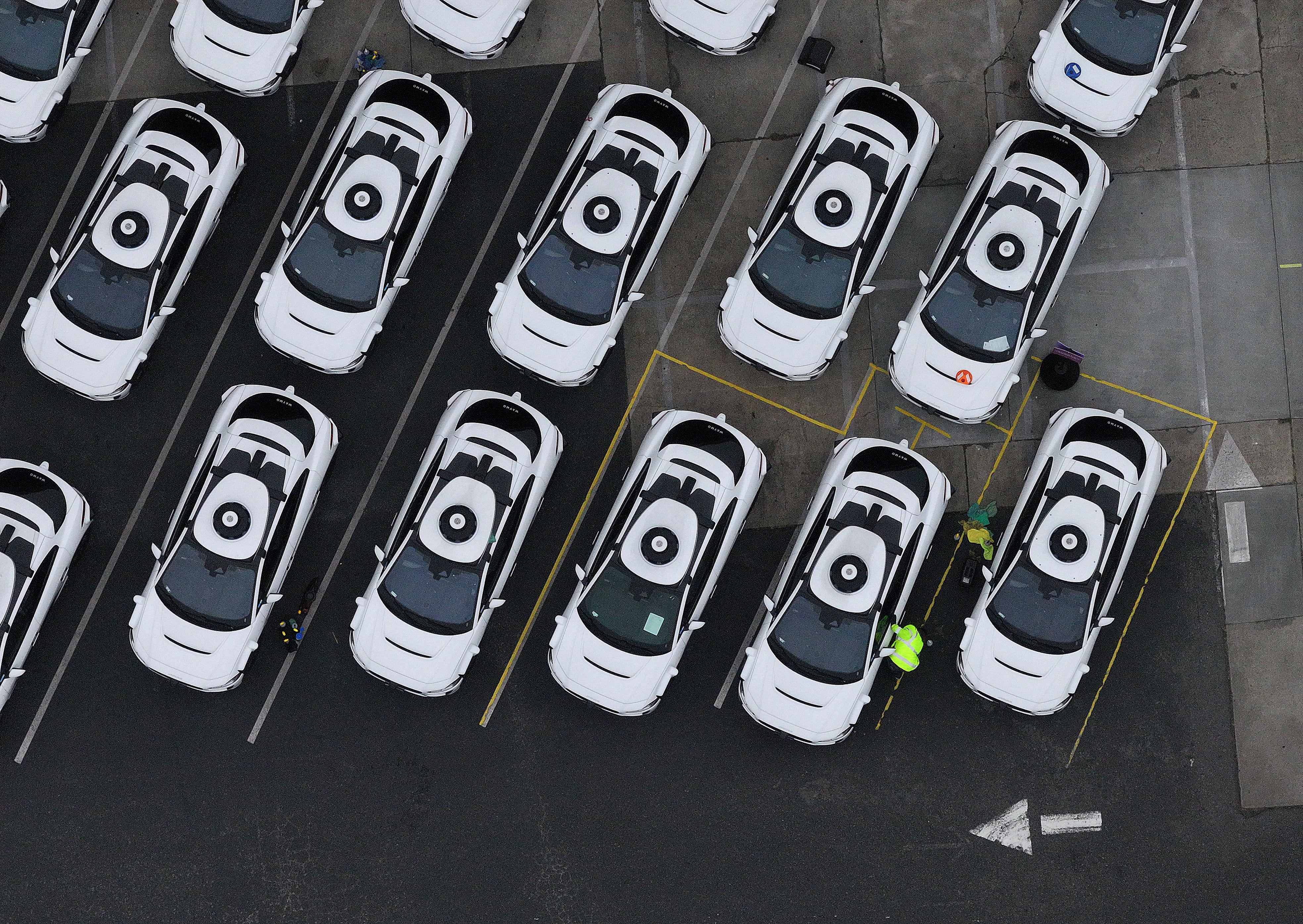 Waymo cars pictured in San Francisco. The company wants to bring its self-driving cars to New York City with "trained specialists" behind the wheel
