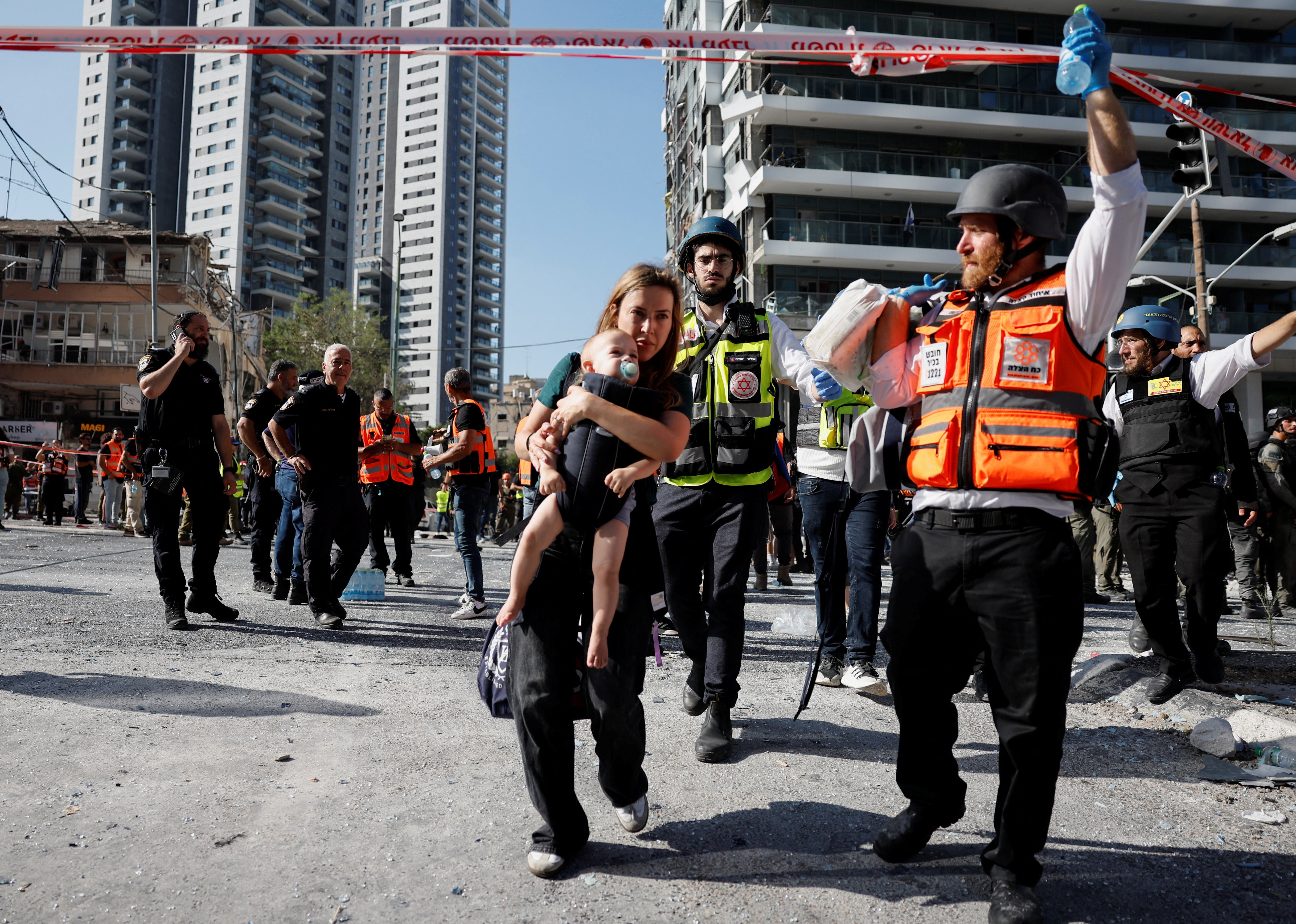 The aftermath of a missile strike from Iran on Israel