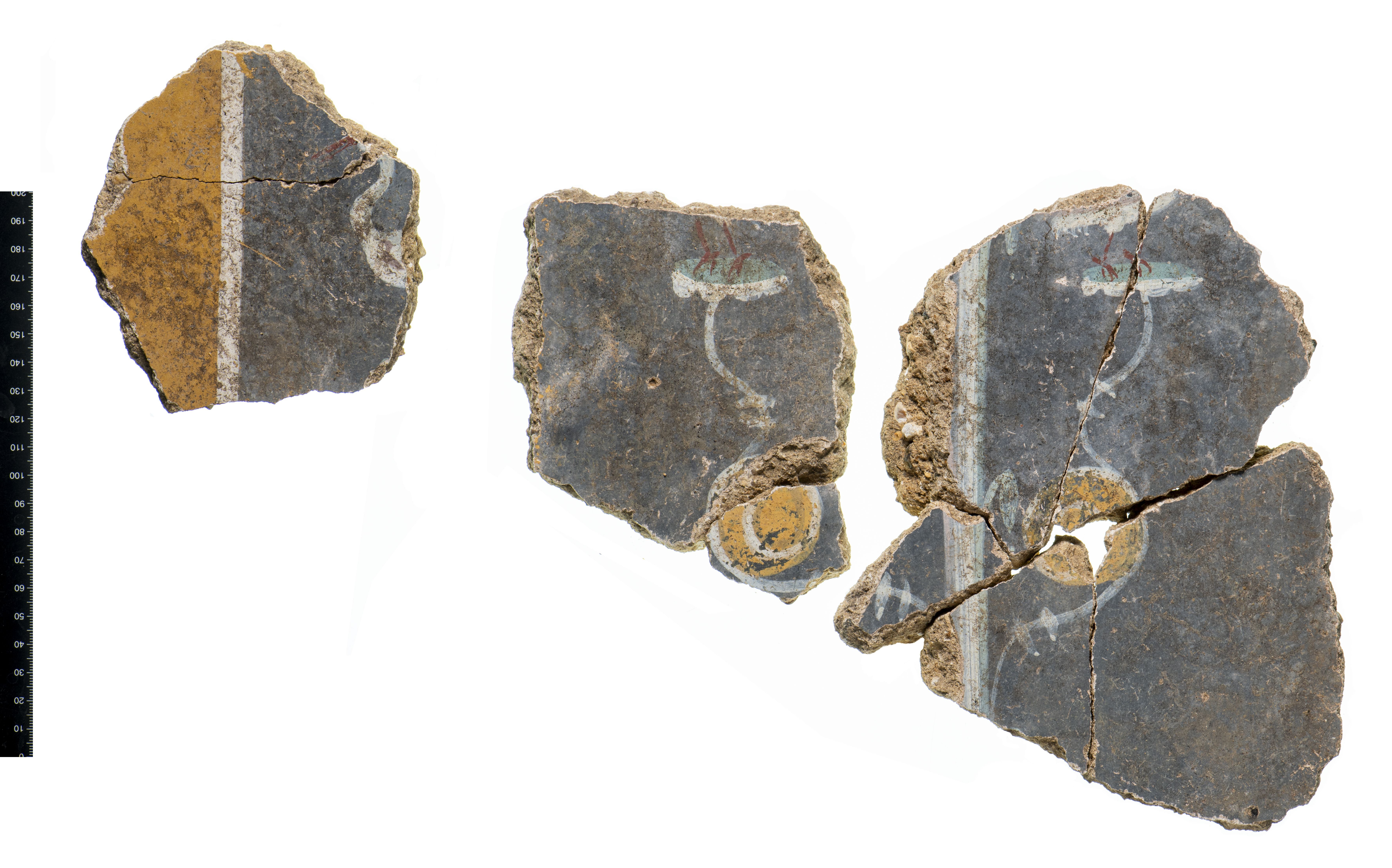 Sections of bird decorations on the Liberty wall plaster