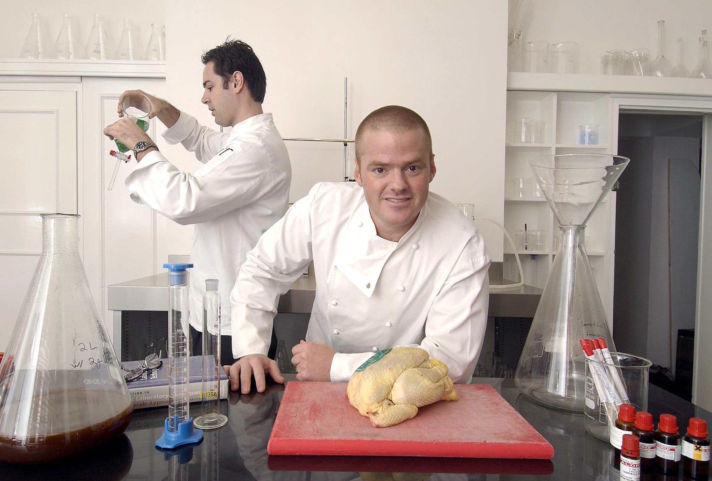 Heston Blumenthal in his ‘science lab’ at the Fat Duck in 2004
