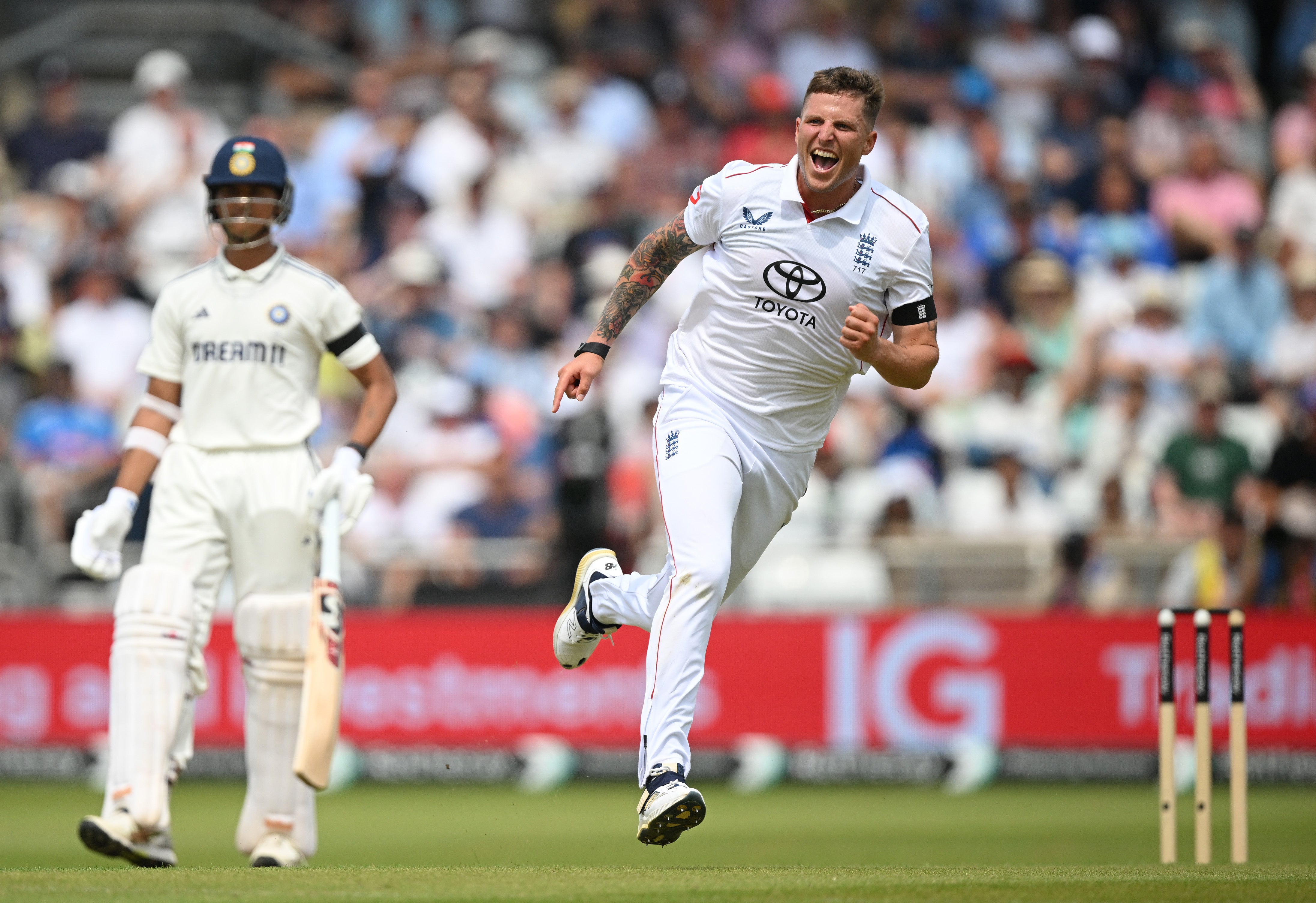 Brydon Carse took his first home Test wicket by removing Rahul at a crucial juncture on the opening day