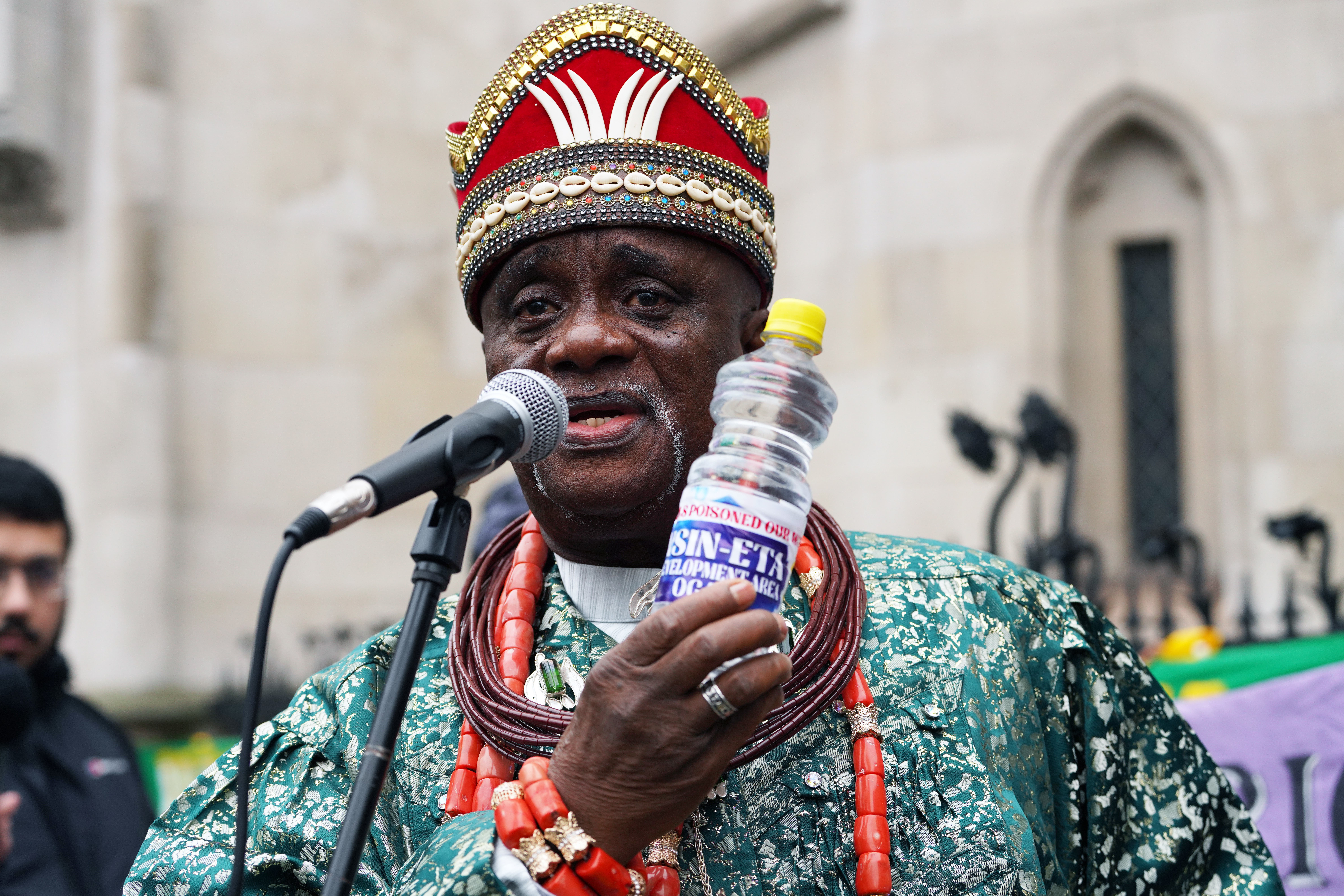 King Godwin Bebe Okpabi said he hopes Shell will ‘stop these shenanigans and sit down with us to sort this out’ (Lucy North/PA)