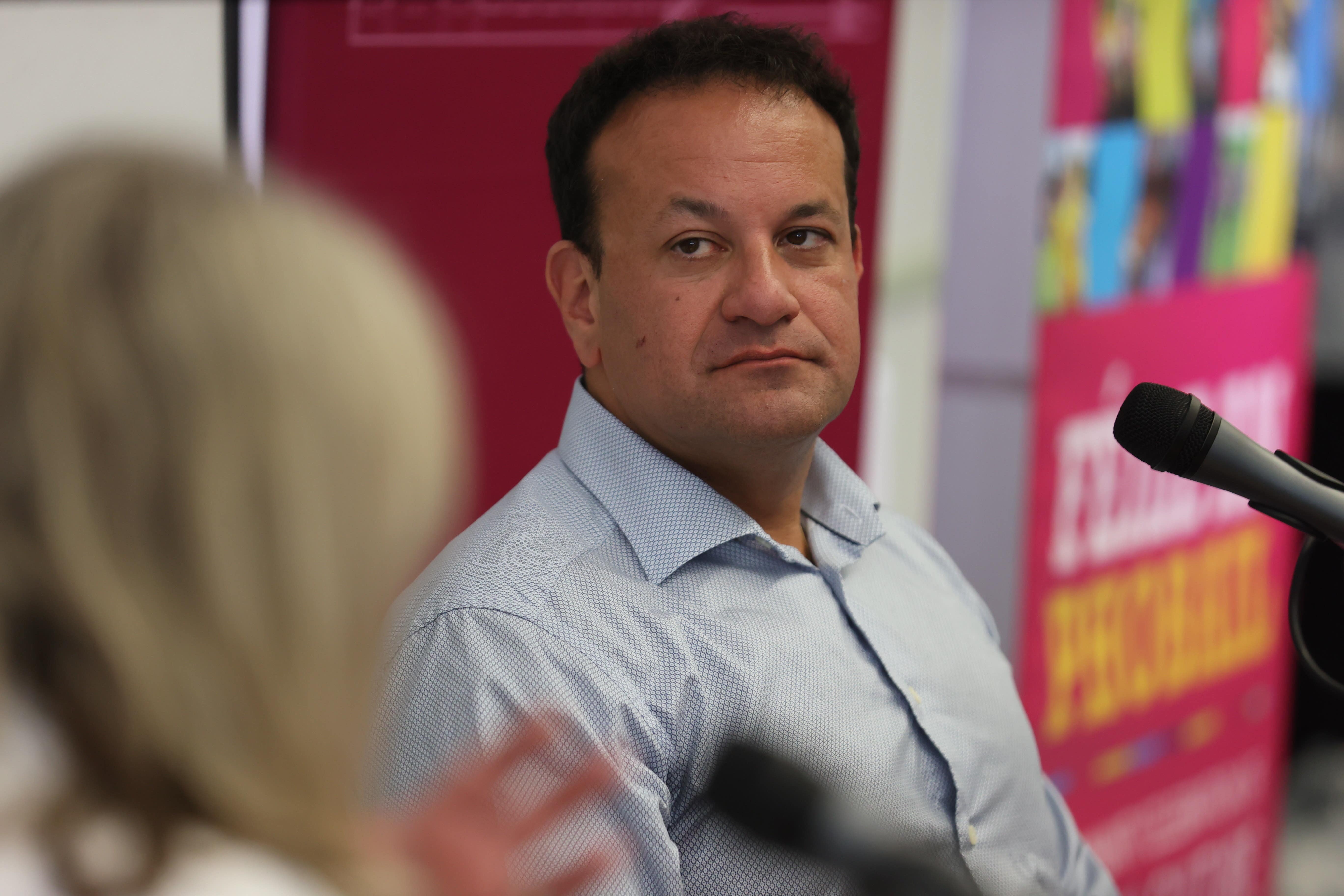 Former Taoiseach Leo Varadkar in conversation with Rev Karen Sethuraman at St Mary’s University (Liam McBurney/PA)