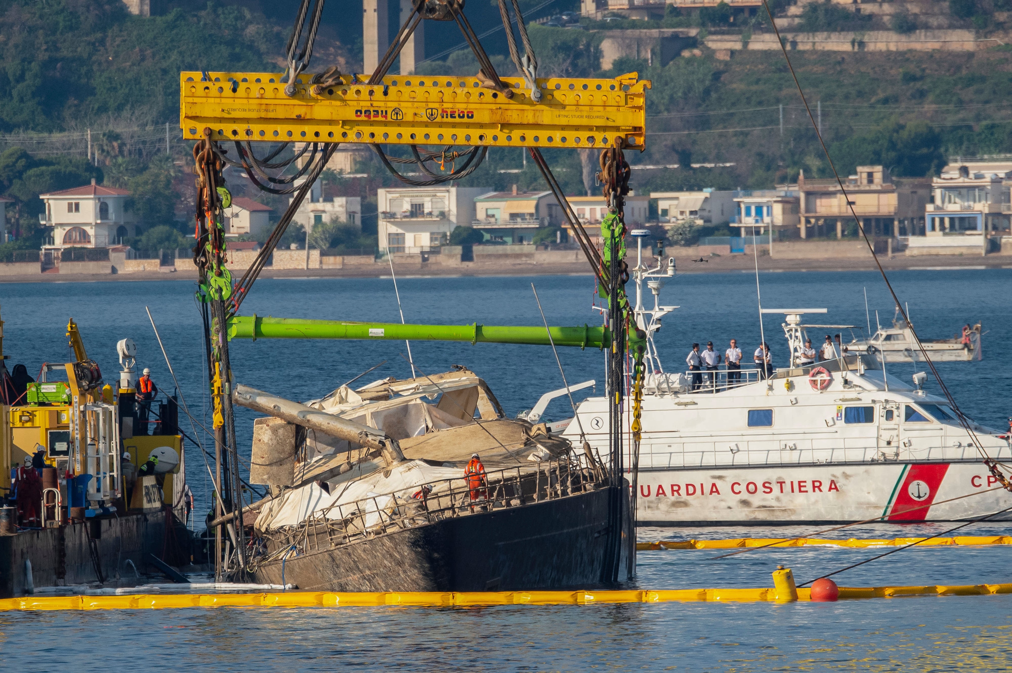The Bayesian is lifted to the surface near the fishing town of Porticello