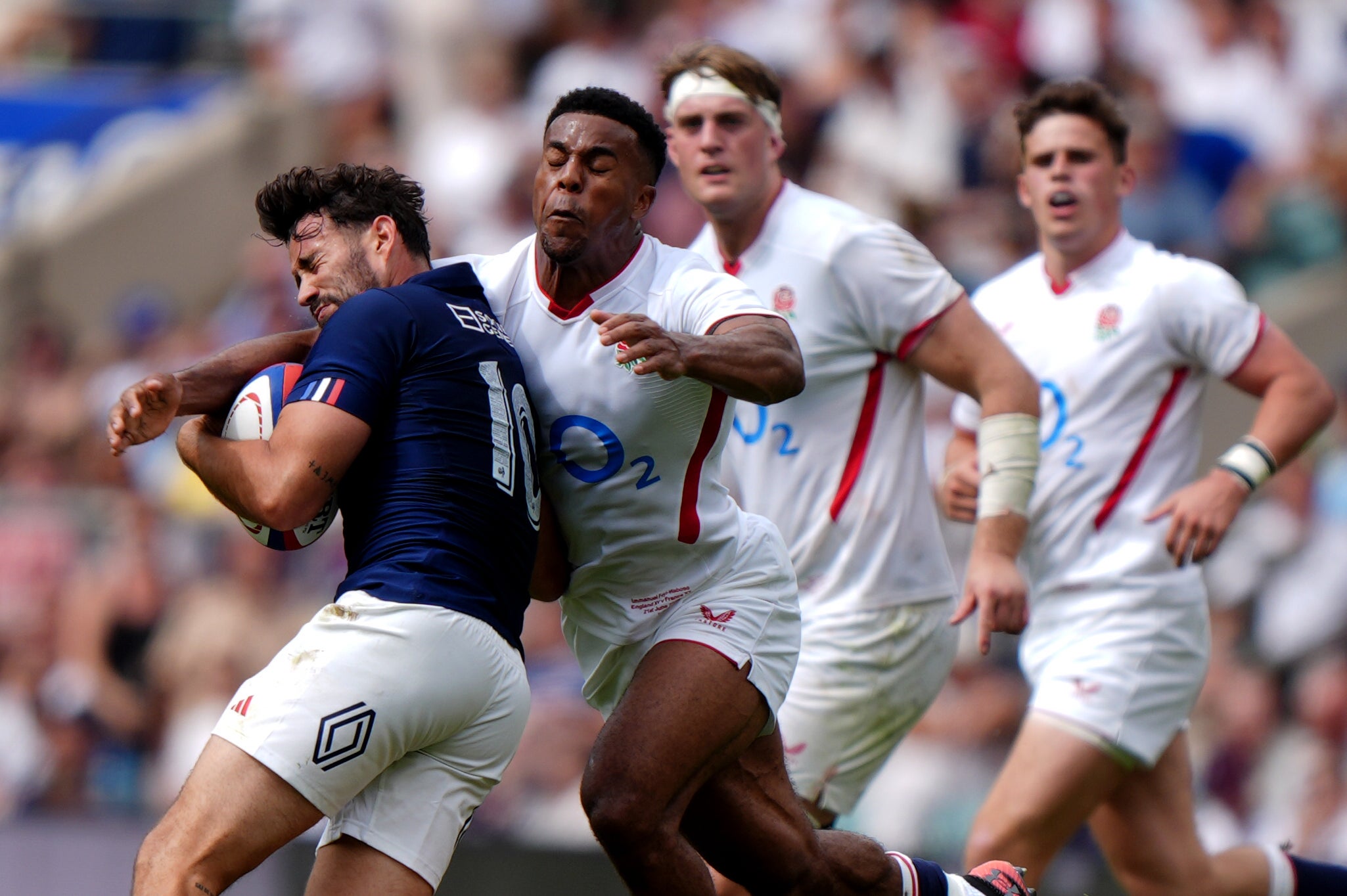 Immanuel Feyi-Waboso was high and reckless in his tackle of Antoine Hastoy