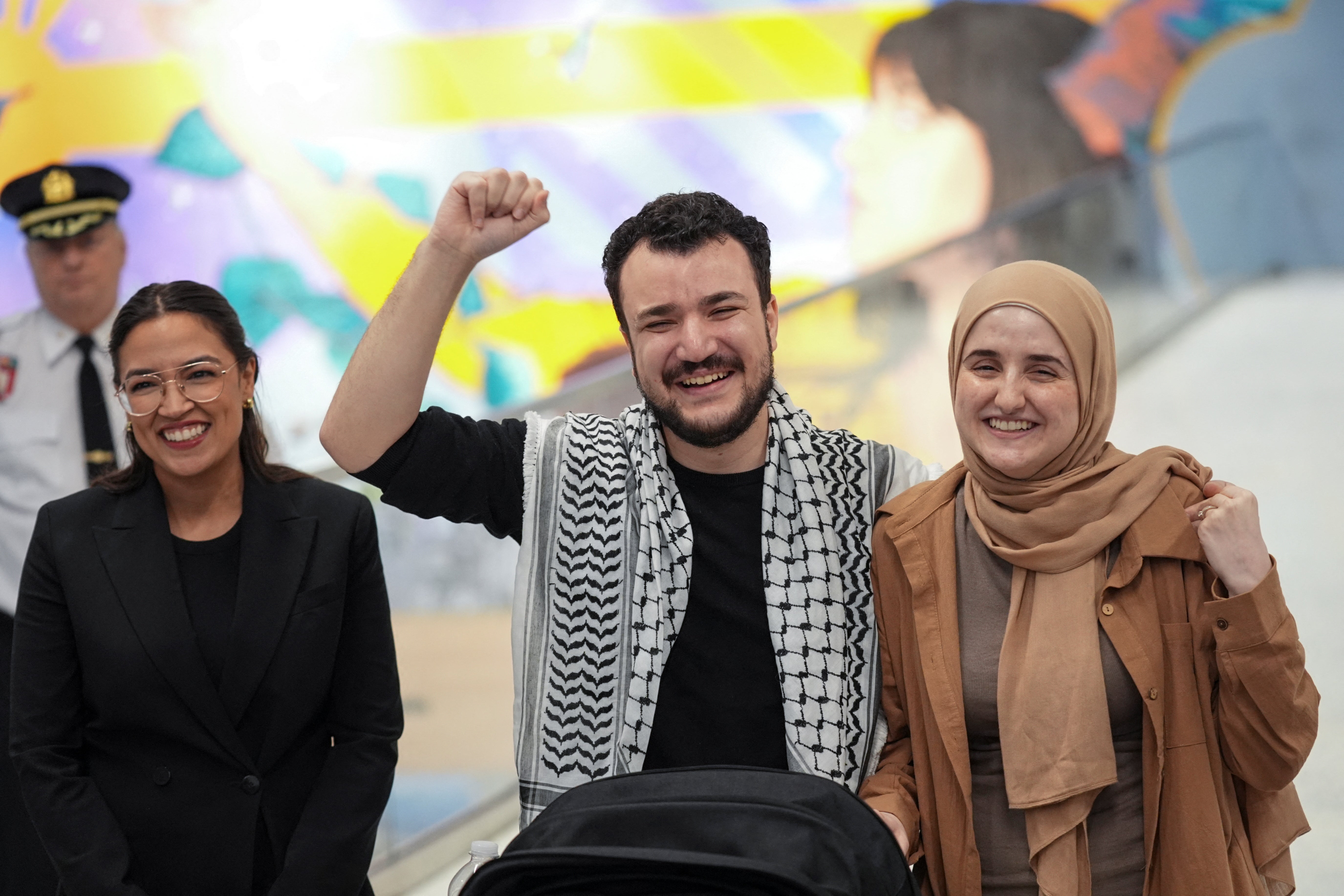 AOC joined Khalil and his wife Noor Abdalla on June 21 as the congresswoman criticized what she described as Trump administration’s politically motivated attempts to silence the Columbia student’s pro-Palestinian activism