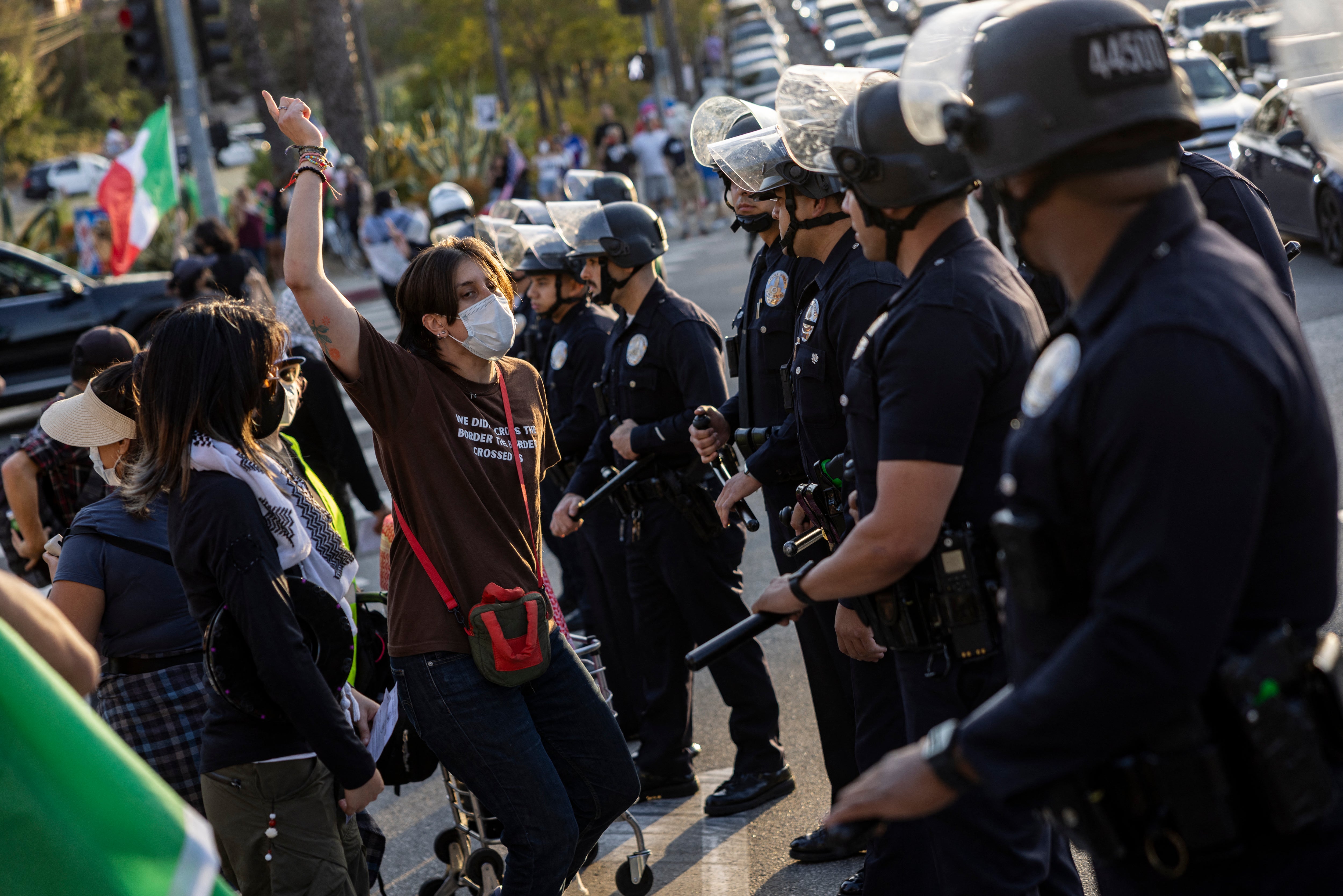 Manifestation devant le Dodger Stadium