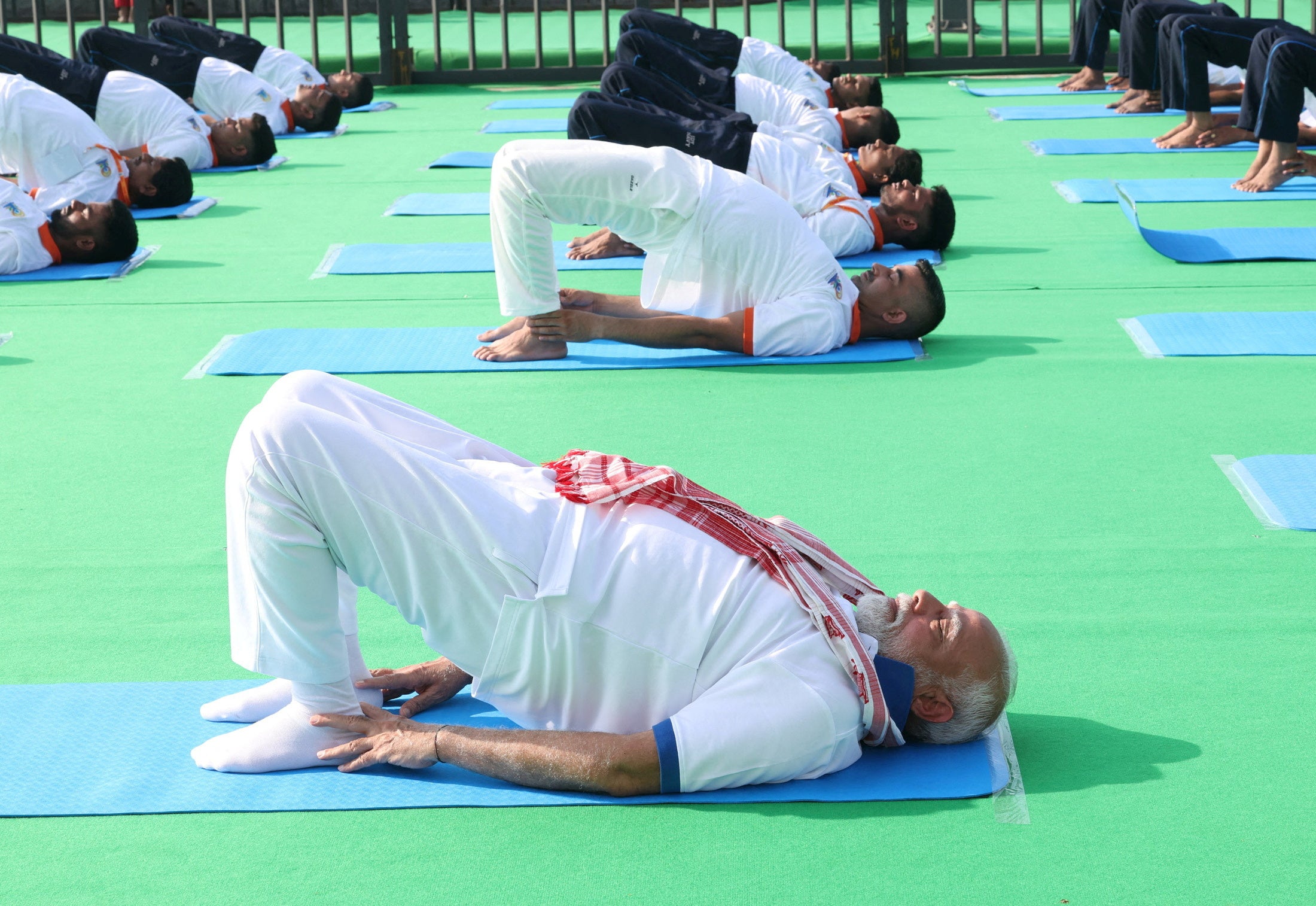 Narendra Modi performs yoga in Vishakhapatnam