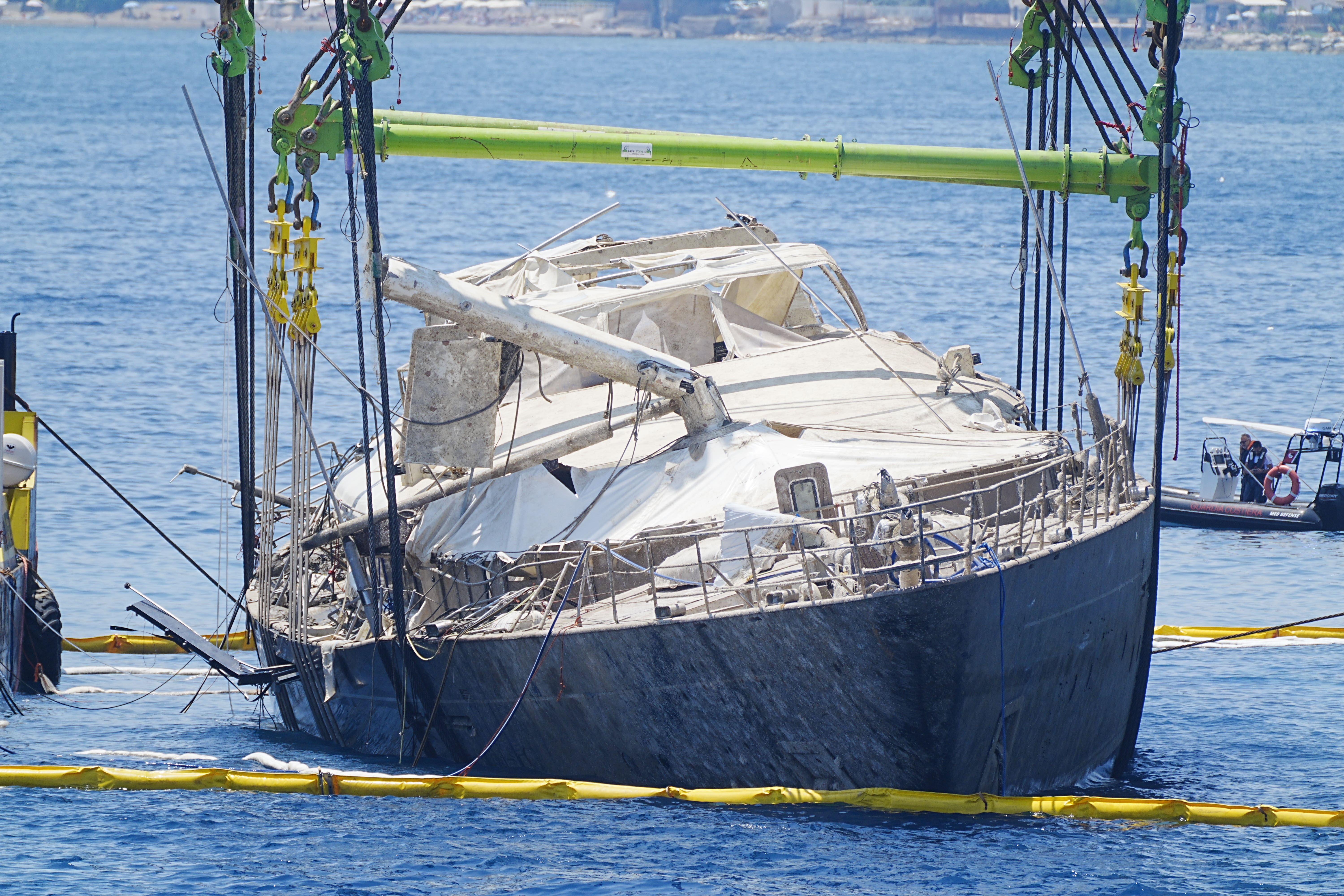 The yacht is set to be taken to Termini Imerese, where Italian prosecutors investigating the sinking are based (Peter Byrne/PA)