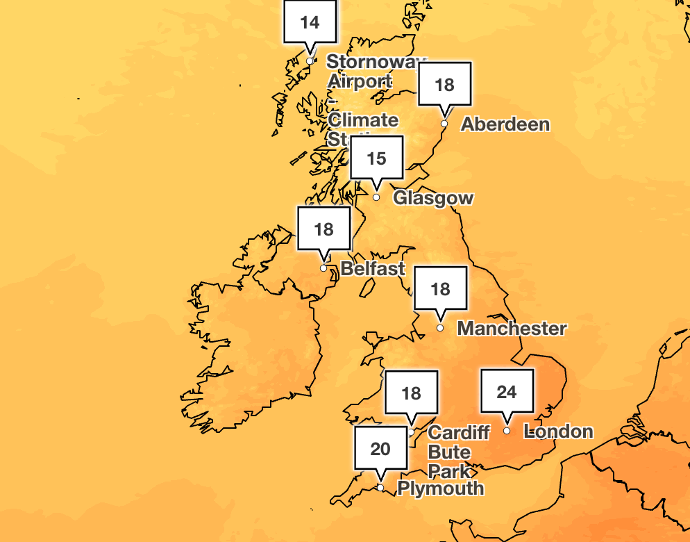 Temperatures are set to cool slightly into next week