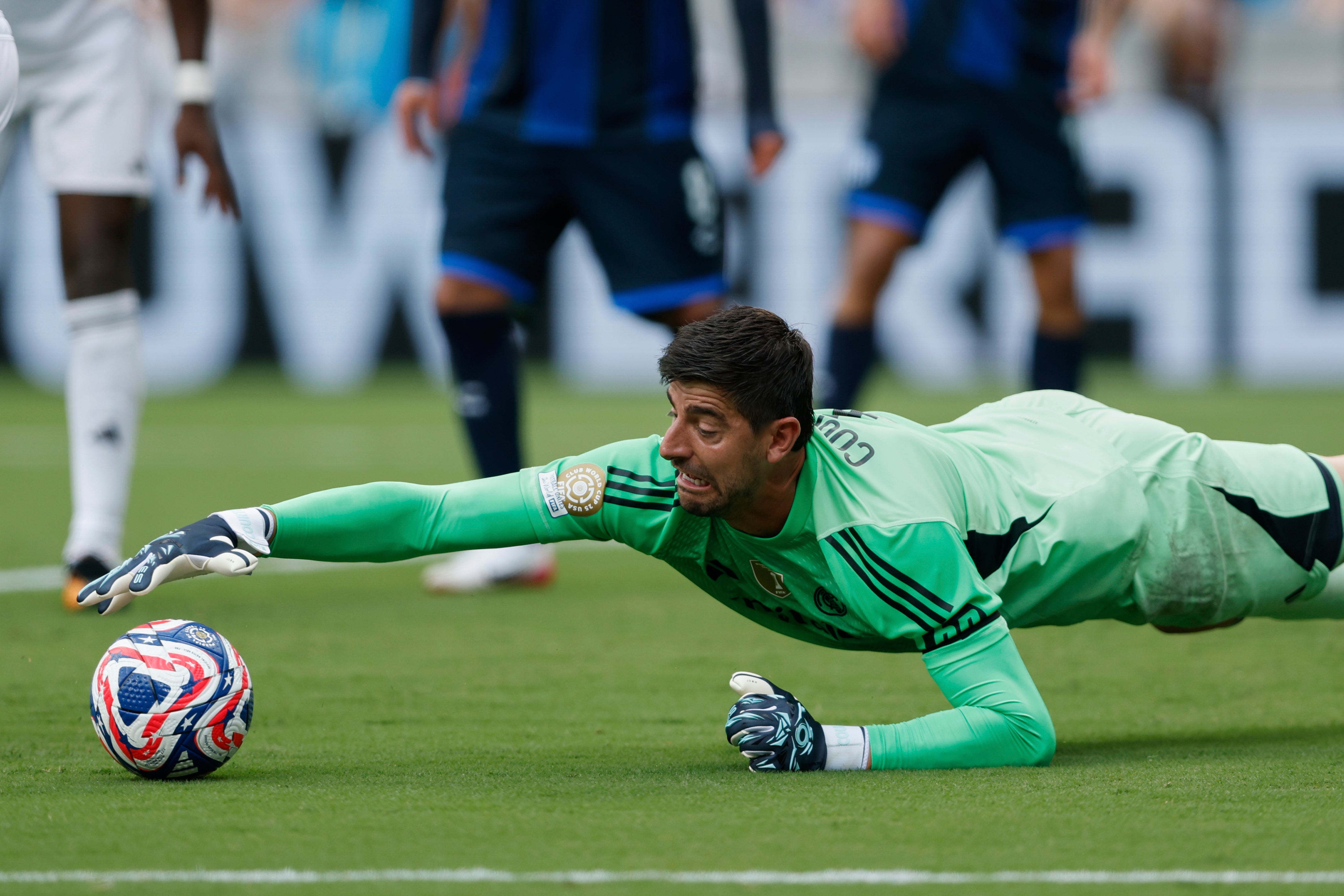 Courtois was called into action at the very end of the game.