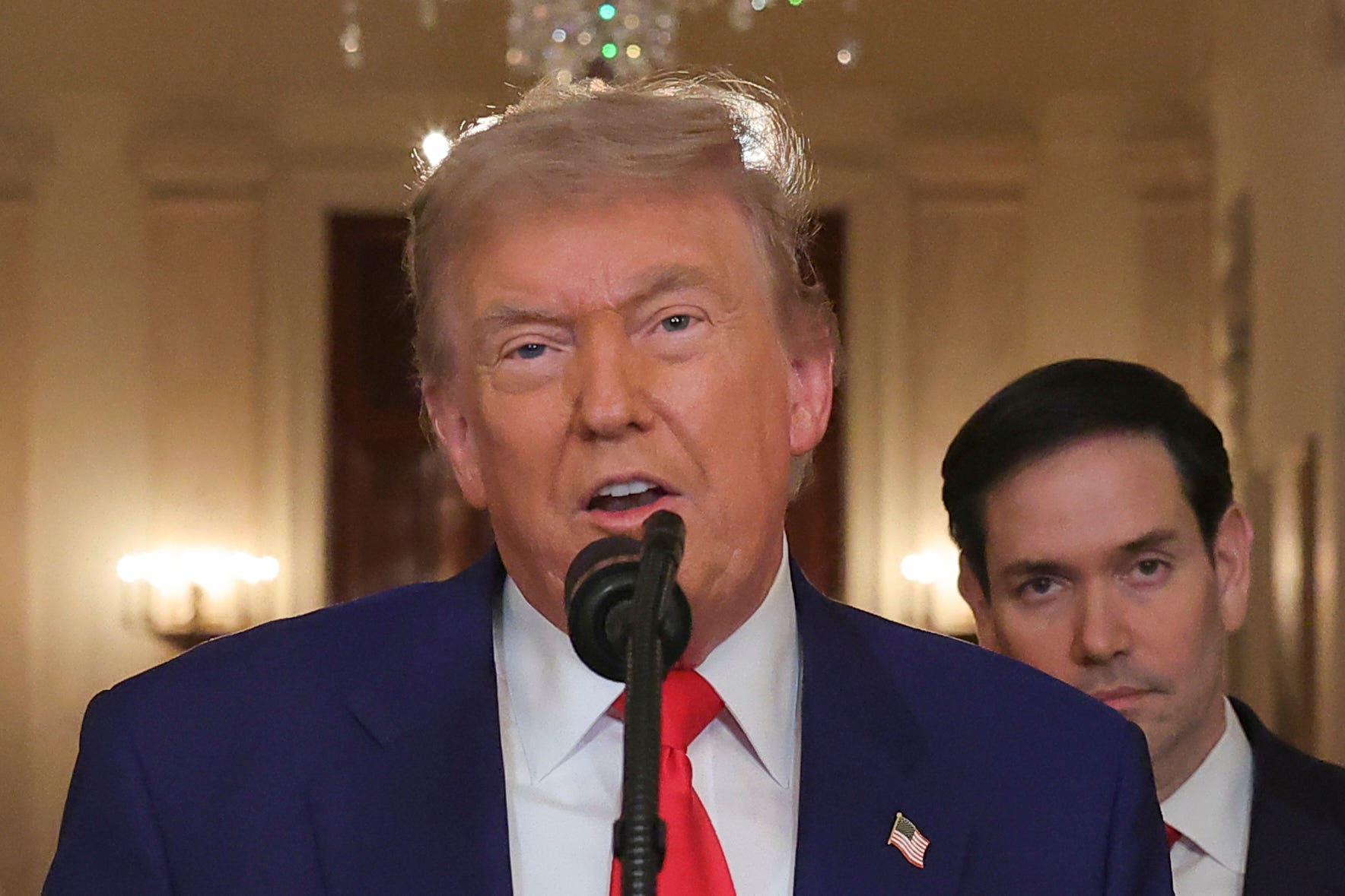 President Donald Trump announces his strikes on Iran from the East Room of the White House on Saturday June 21 2025