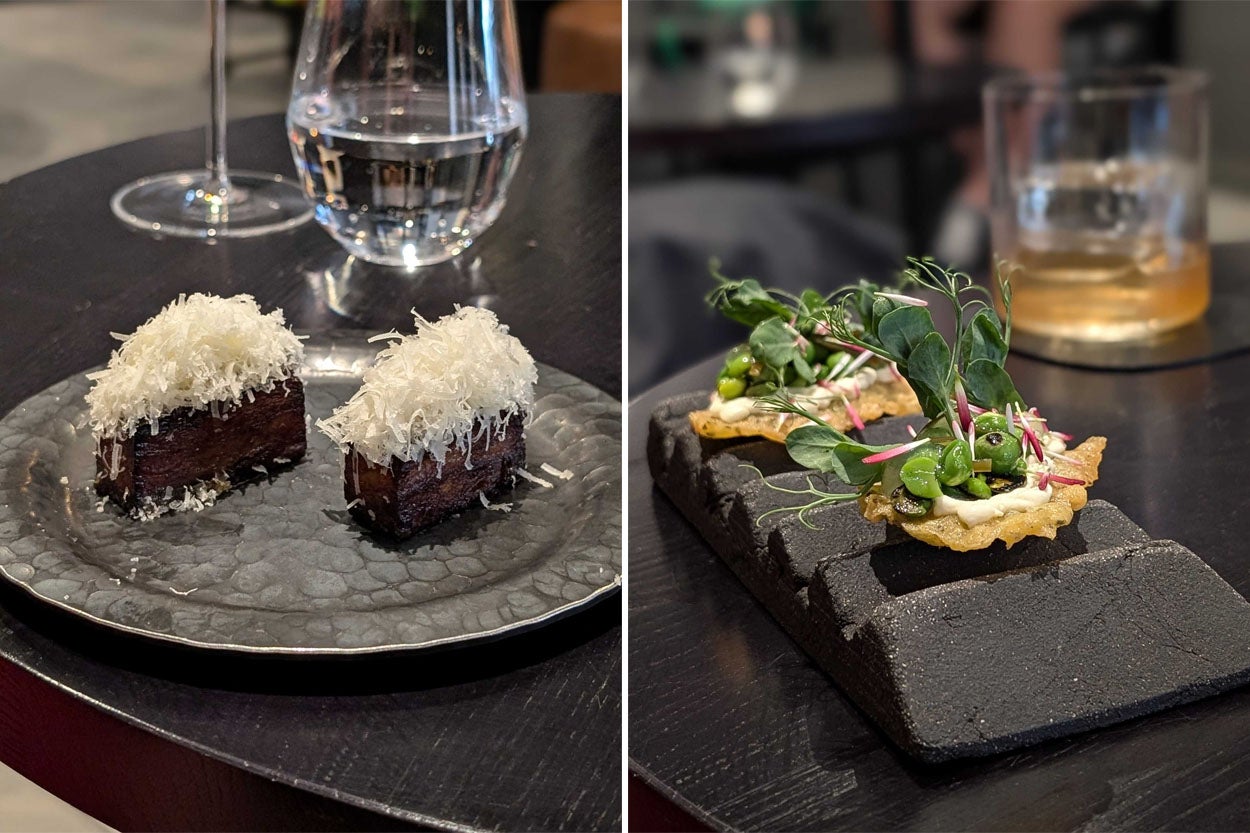 Aulis in a nutshell: truffle layered like a mille-feuille by Greggs, and a single cracker that tastes like springtime and sea air