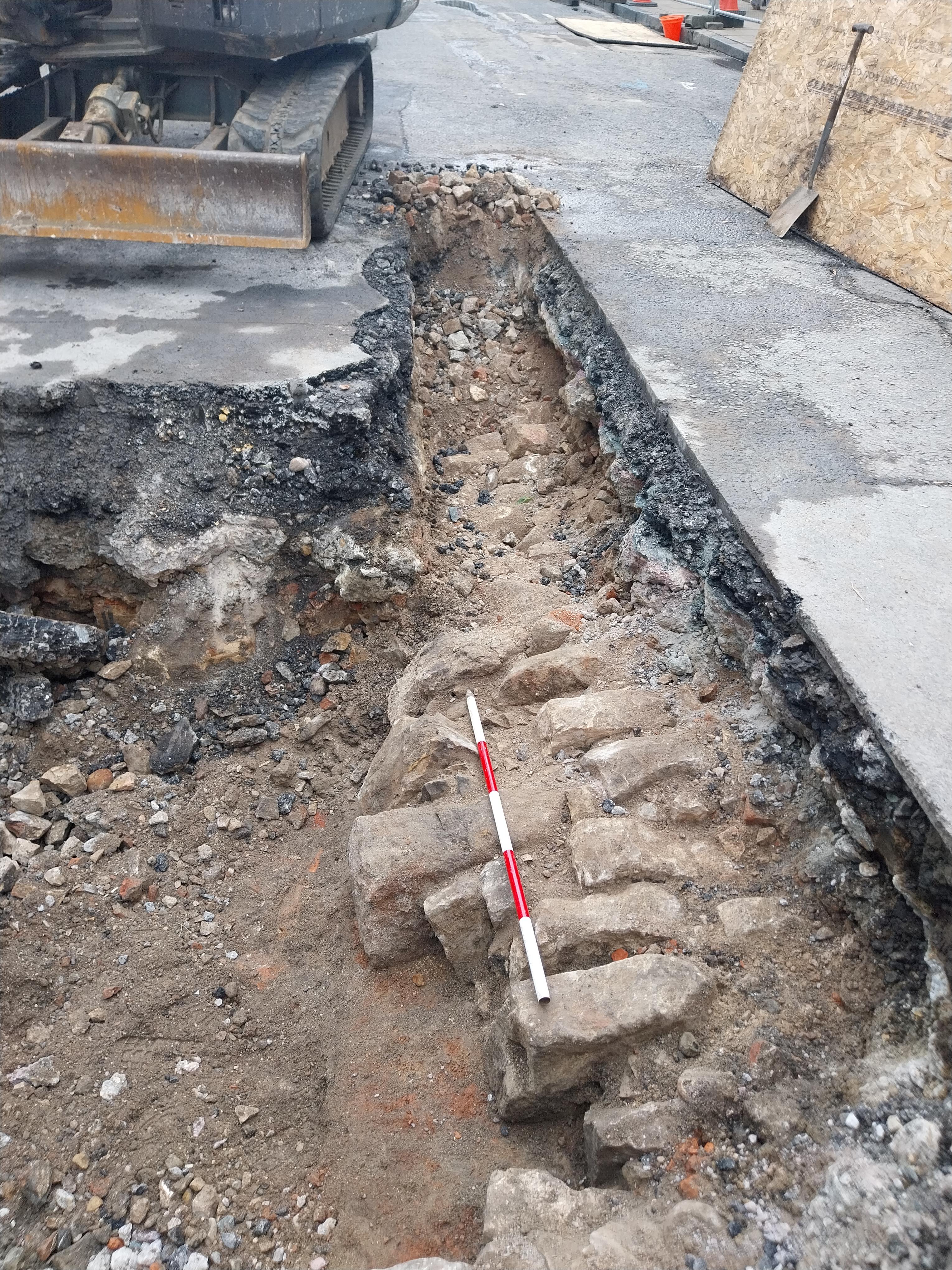 Emergency work to repair the road outside York’s Theatre Royal in central York ground to a halt, after remains of a 12th to13th century hospital were found beneath the surface
