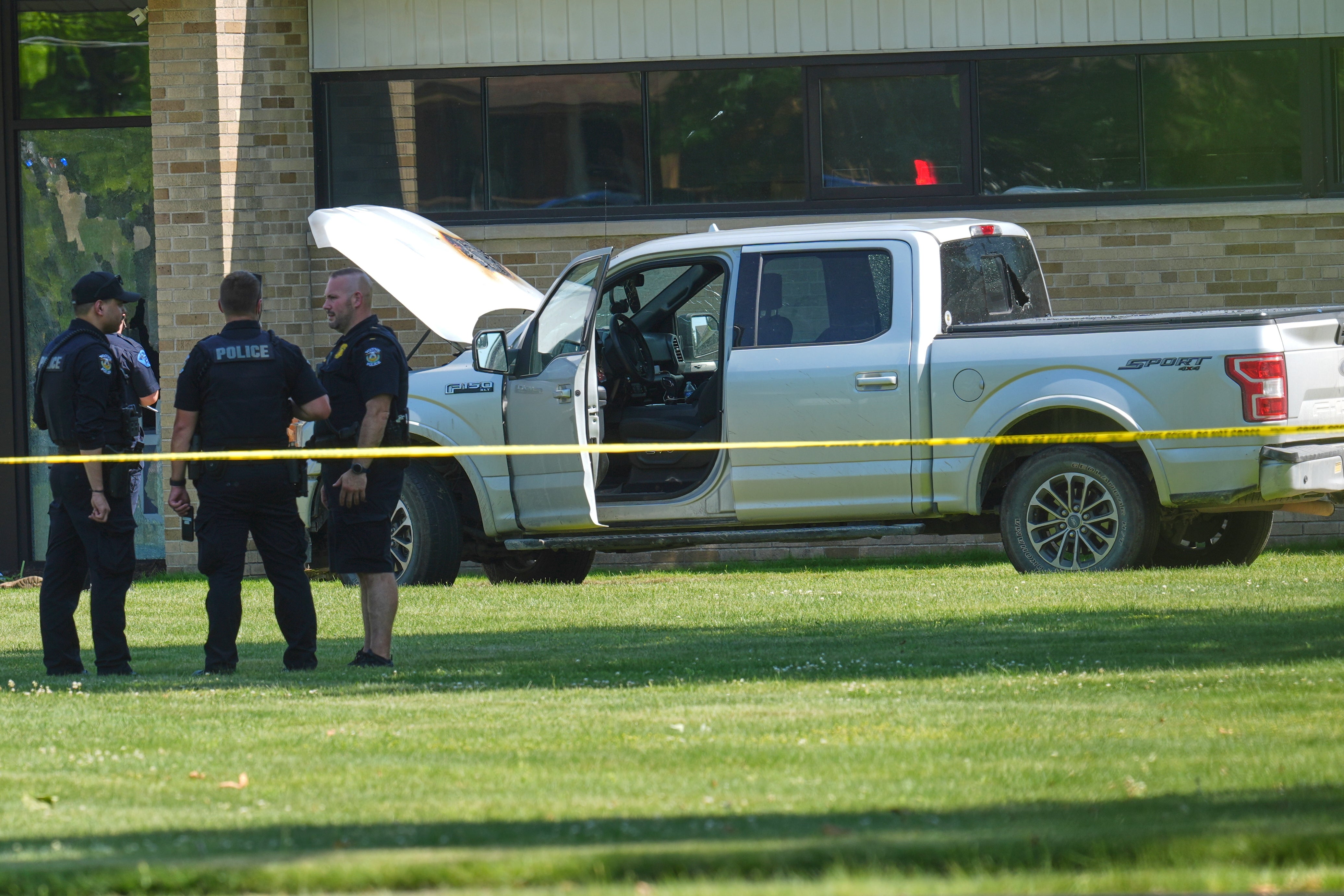 Police outside of CrossPointe Community Church, Michigan.