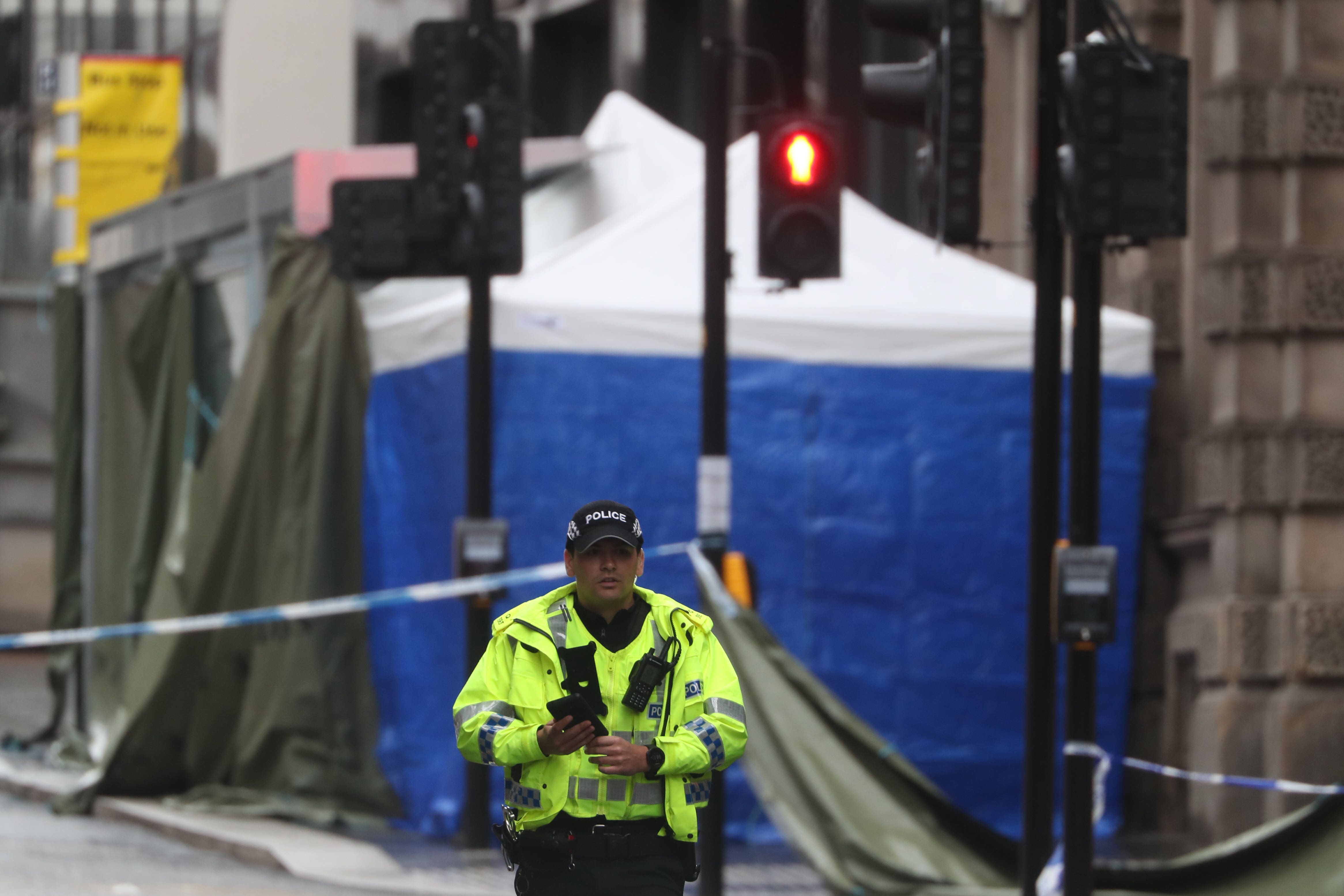 A police forensic tent at the scene in West George Street, Glasgow, where the shooting took place (Andrew Milligan/PA Wire)