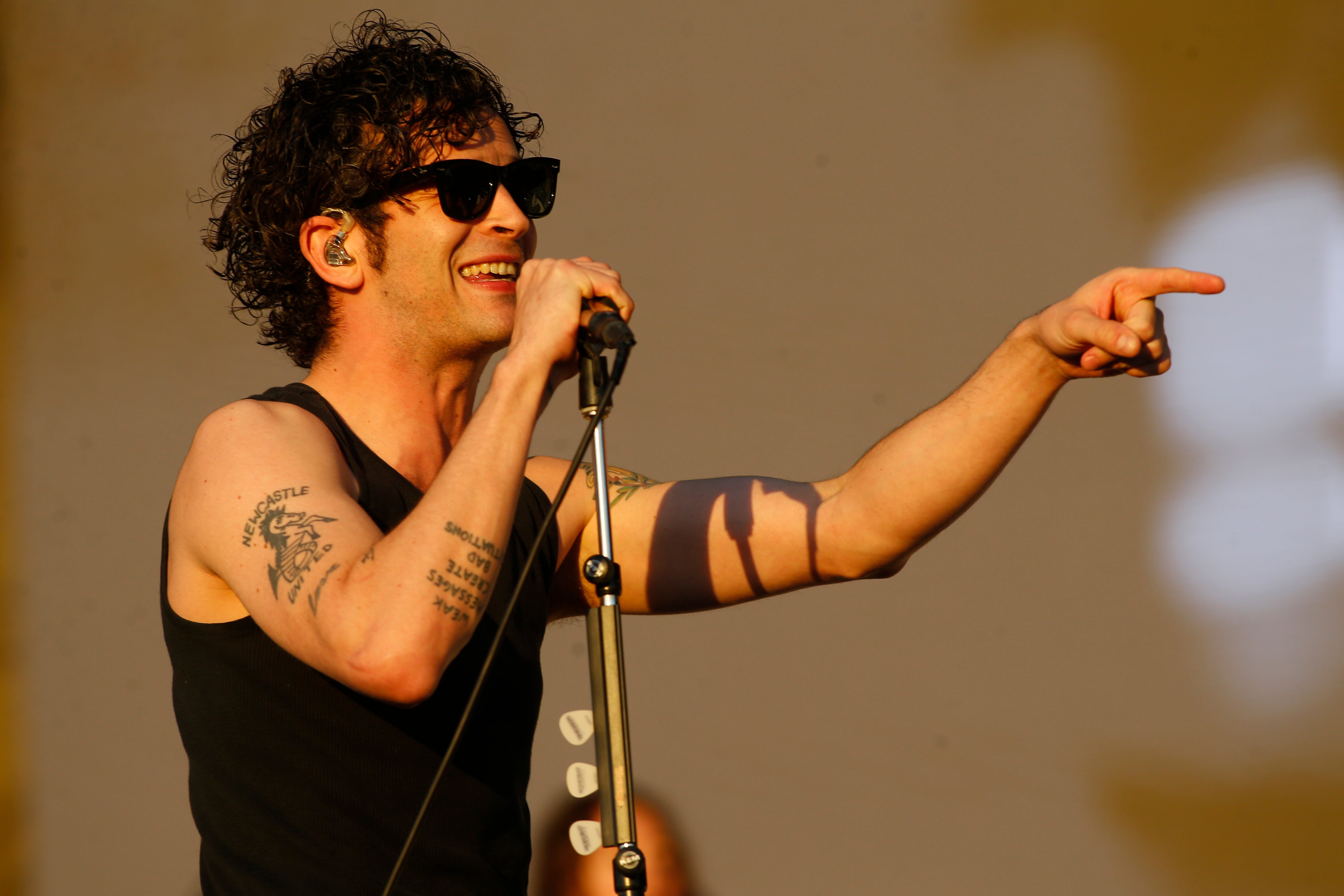Matty Healy of The 1975 performs during the closing day of Lollapalooza Chile 2023 at Parque Cerrillos on March 19, 2023 in Santiago, Chile