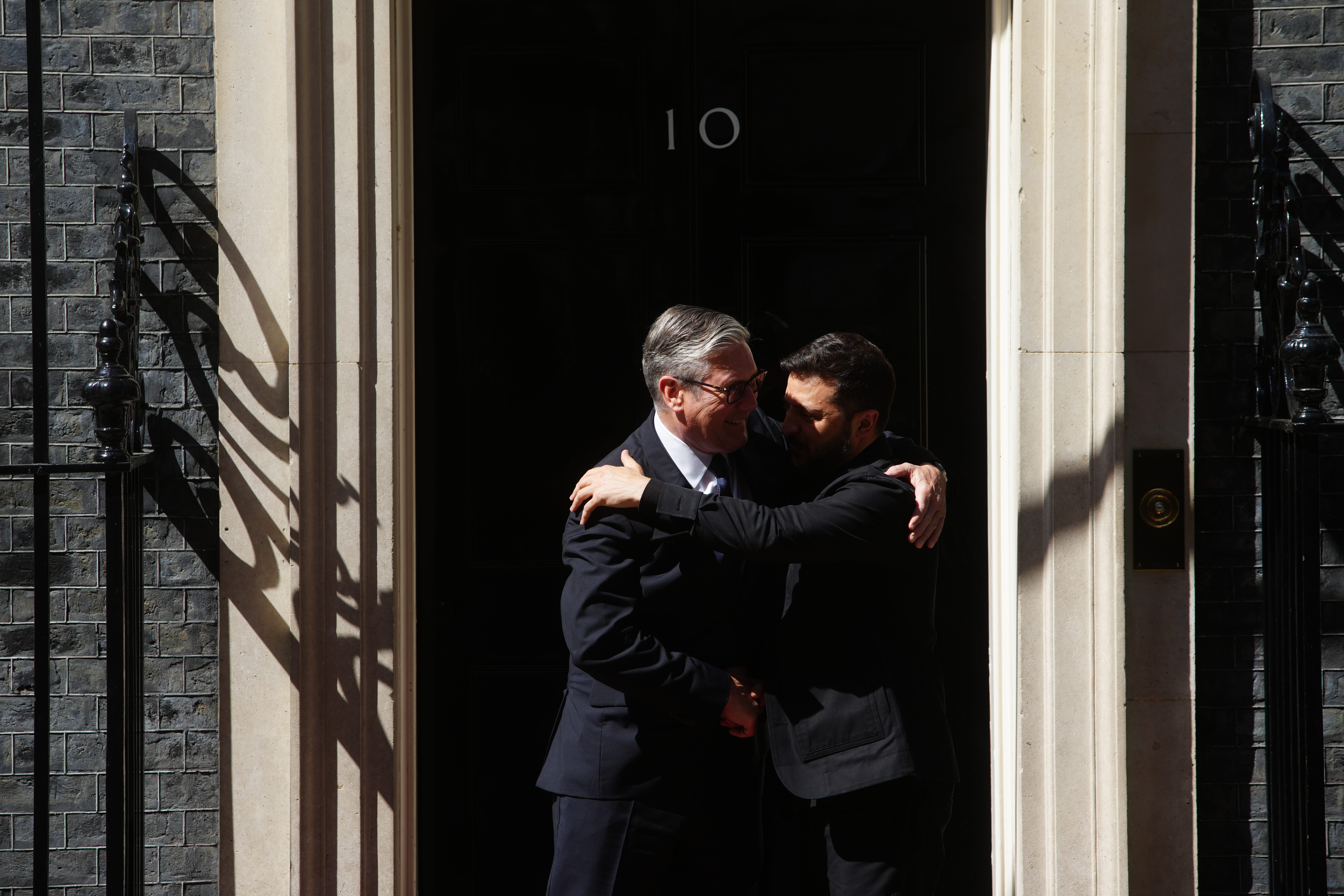 Sir Keir Starmer welcomes Volodymyr Zelensky to Downing Street (Jeff Moore/PA)