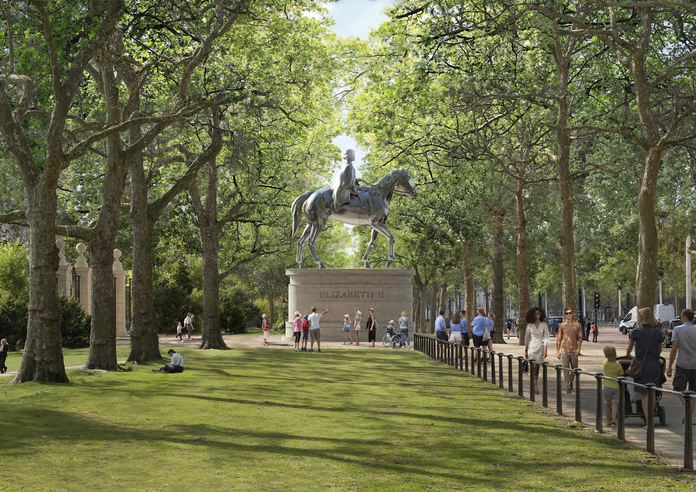 A statue of the Queen will feature in a new civil space on The Mall
