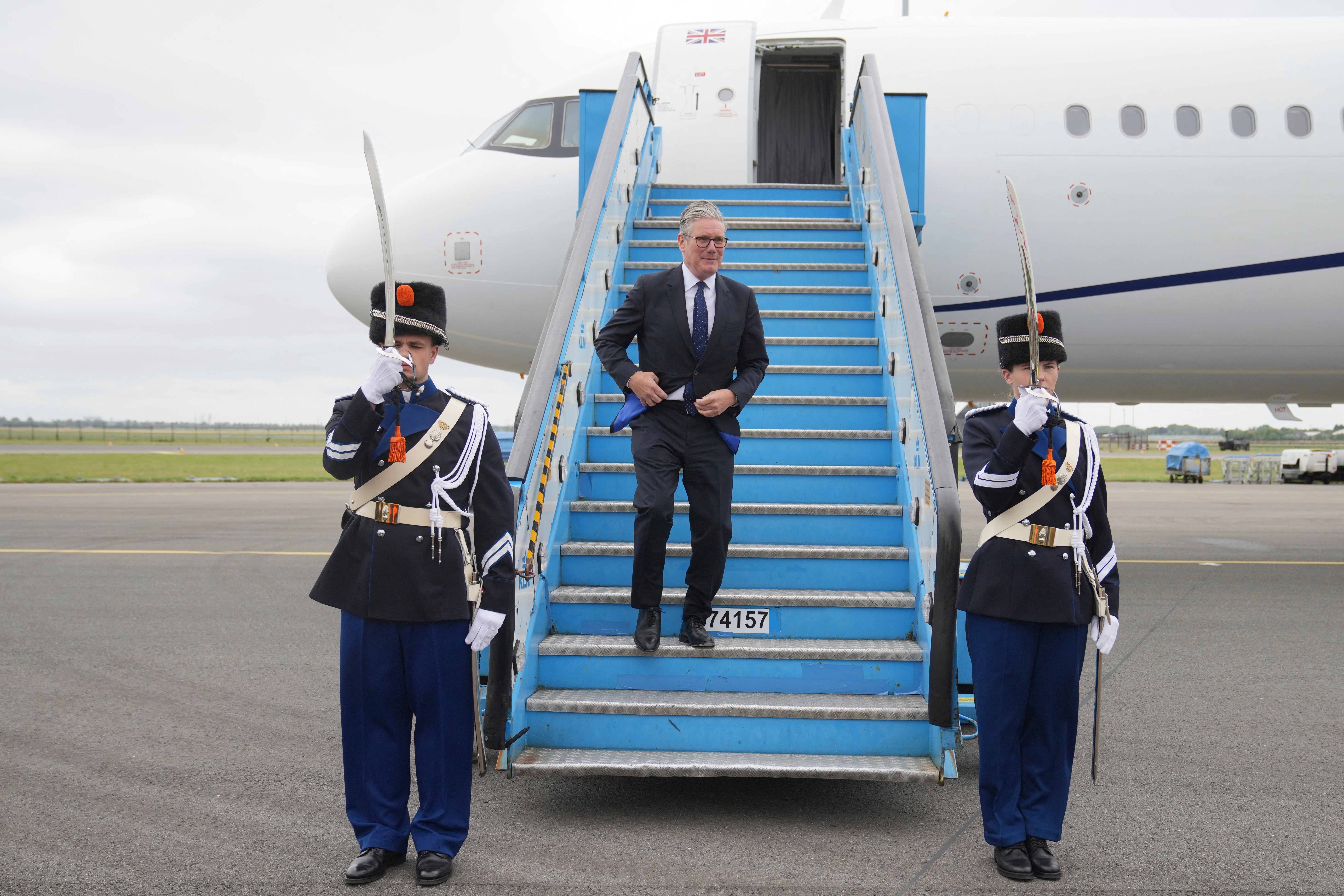 Keir Starmer arrives at Schiphol airport ahead of the two-day Nato summit in The Hague