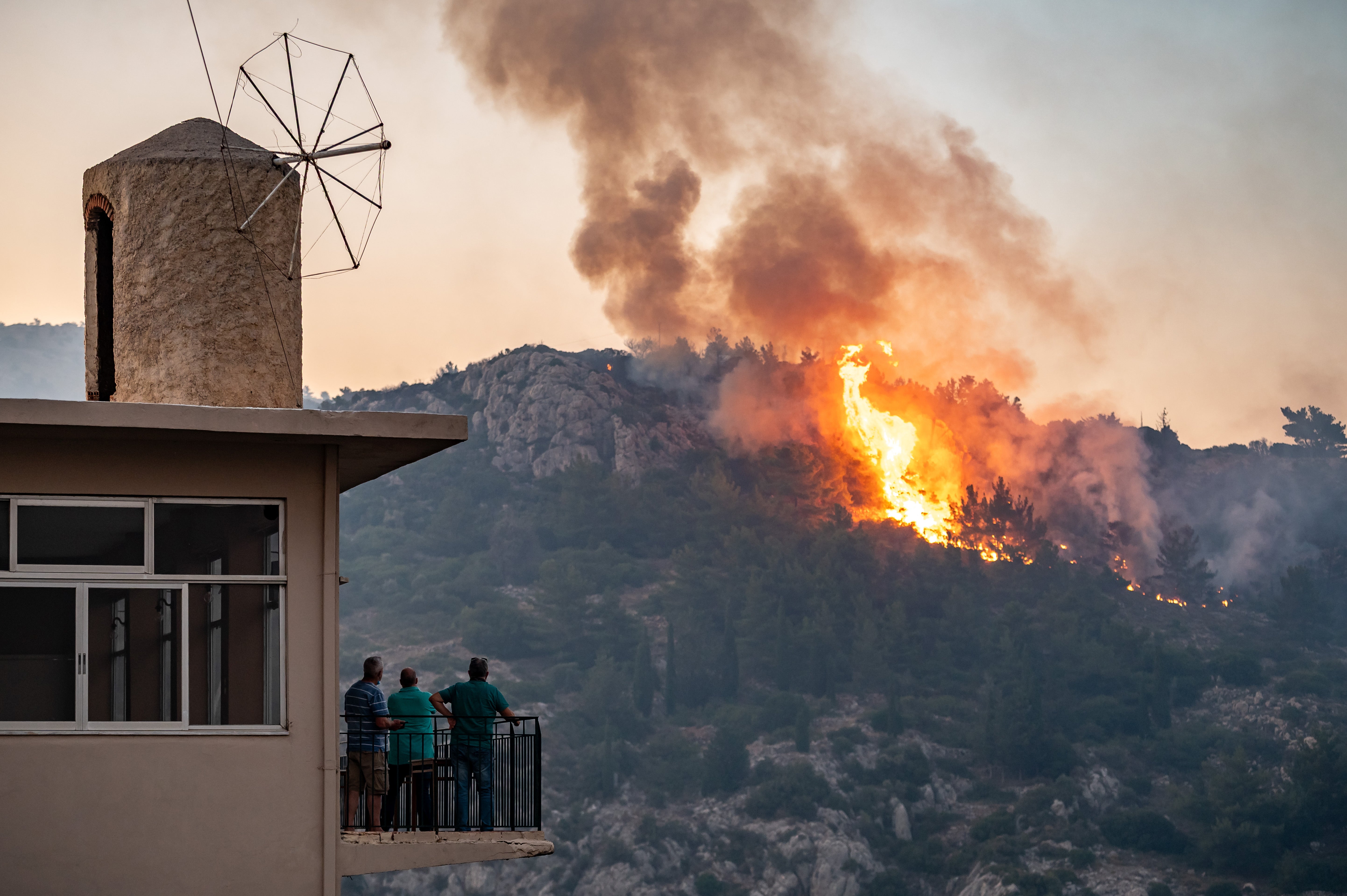 Wildfire burns forest land on Chios Island in Greece earlier this week